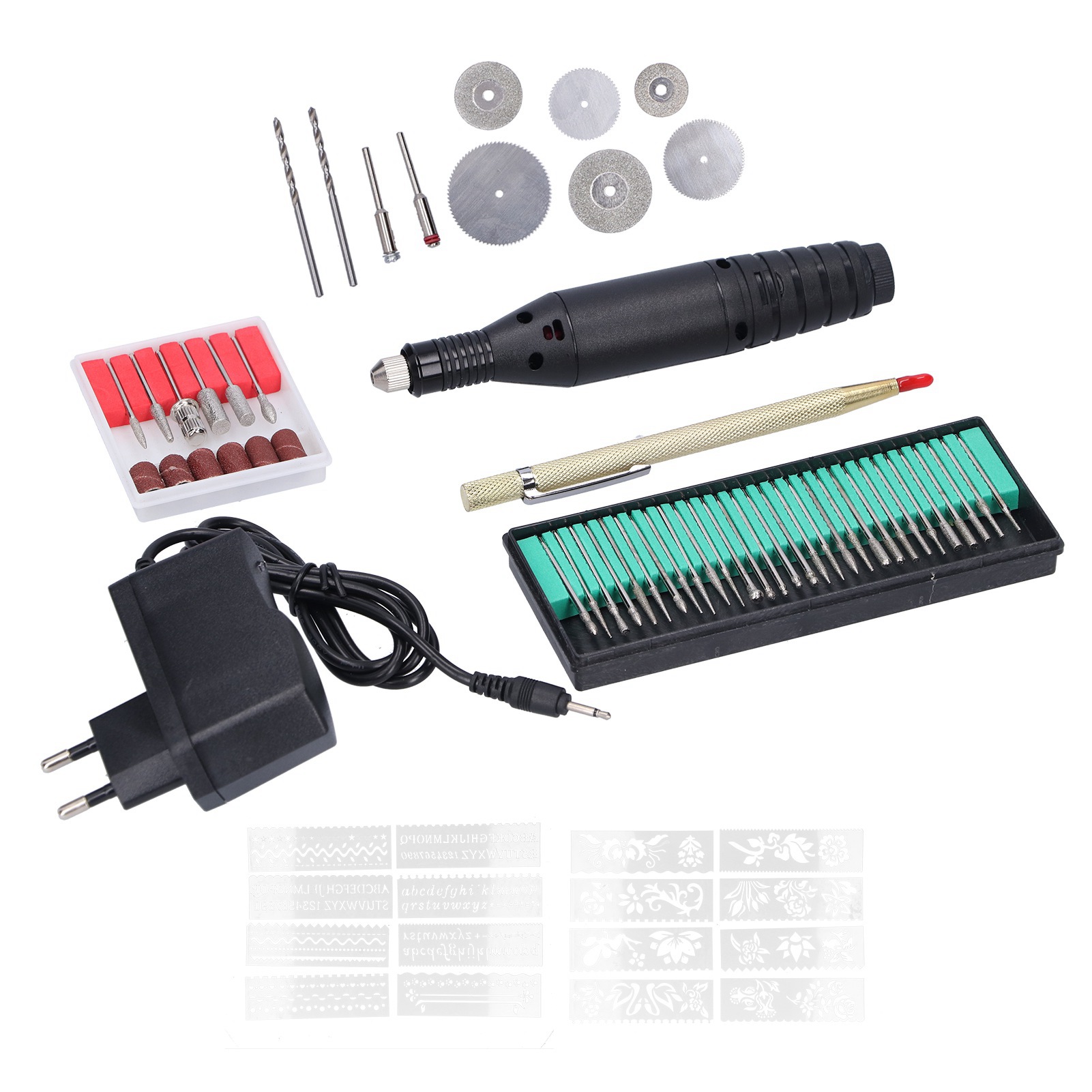 Elektrische Graviermaschine Mit 70 Teilen, Einstellbarer Geschwindigkeit, Mini-gravierstift, Eu-stecker, Ac 100–240 V