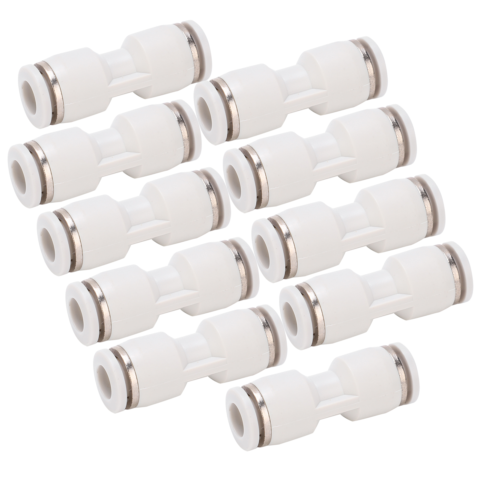 Packung Mit 10 Geraden Druckverschraubungen Für Luftschläuche, Schnellkupplungen Für Pneumatik, Weiß Pu-6