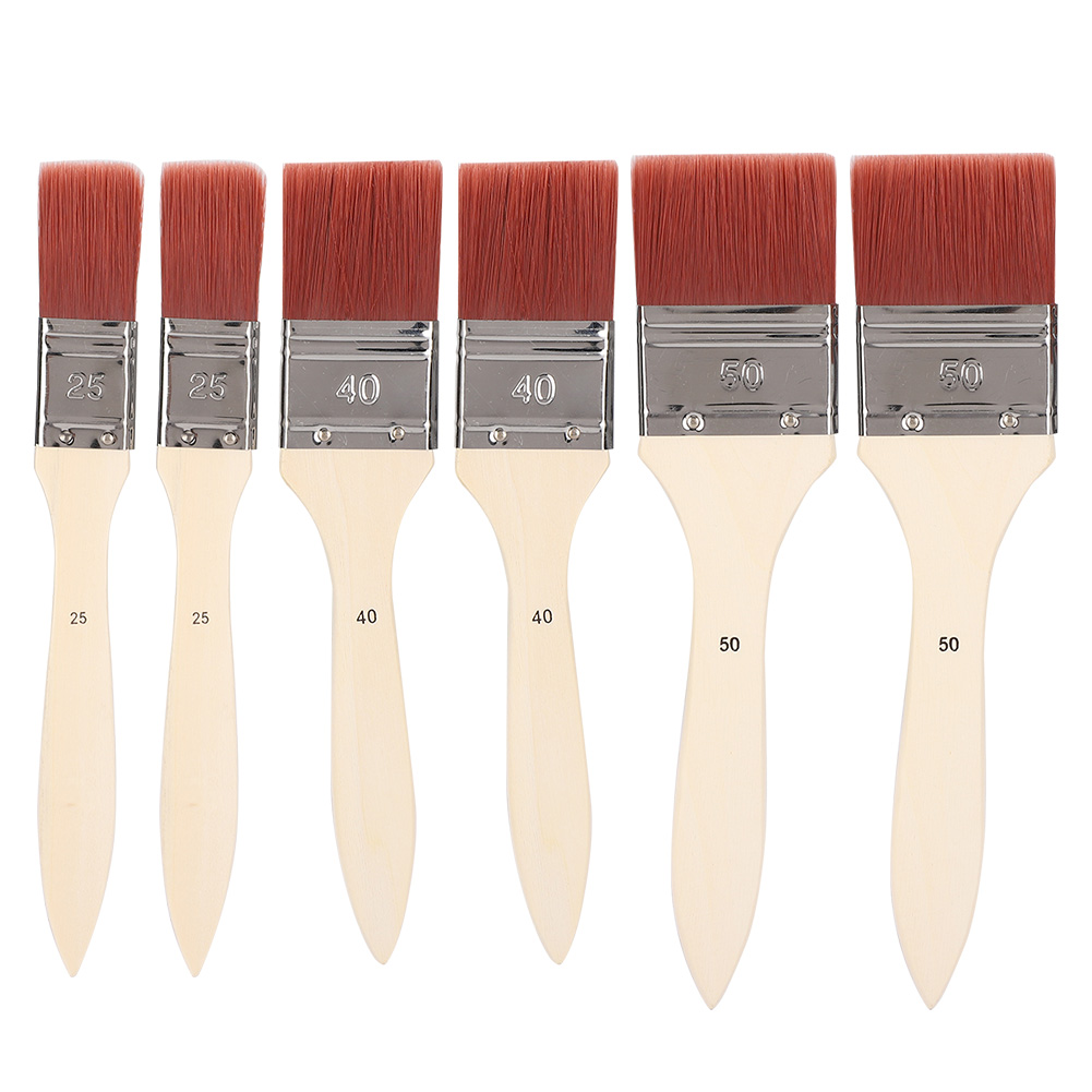 Set Aus 6 Nylon- Und Wollpinseln Für Firnis, Geeignet Für Gouache-, Aquarell-, Acryl- Und Ölmalerei.