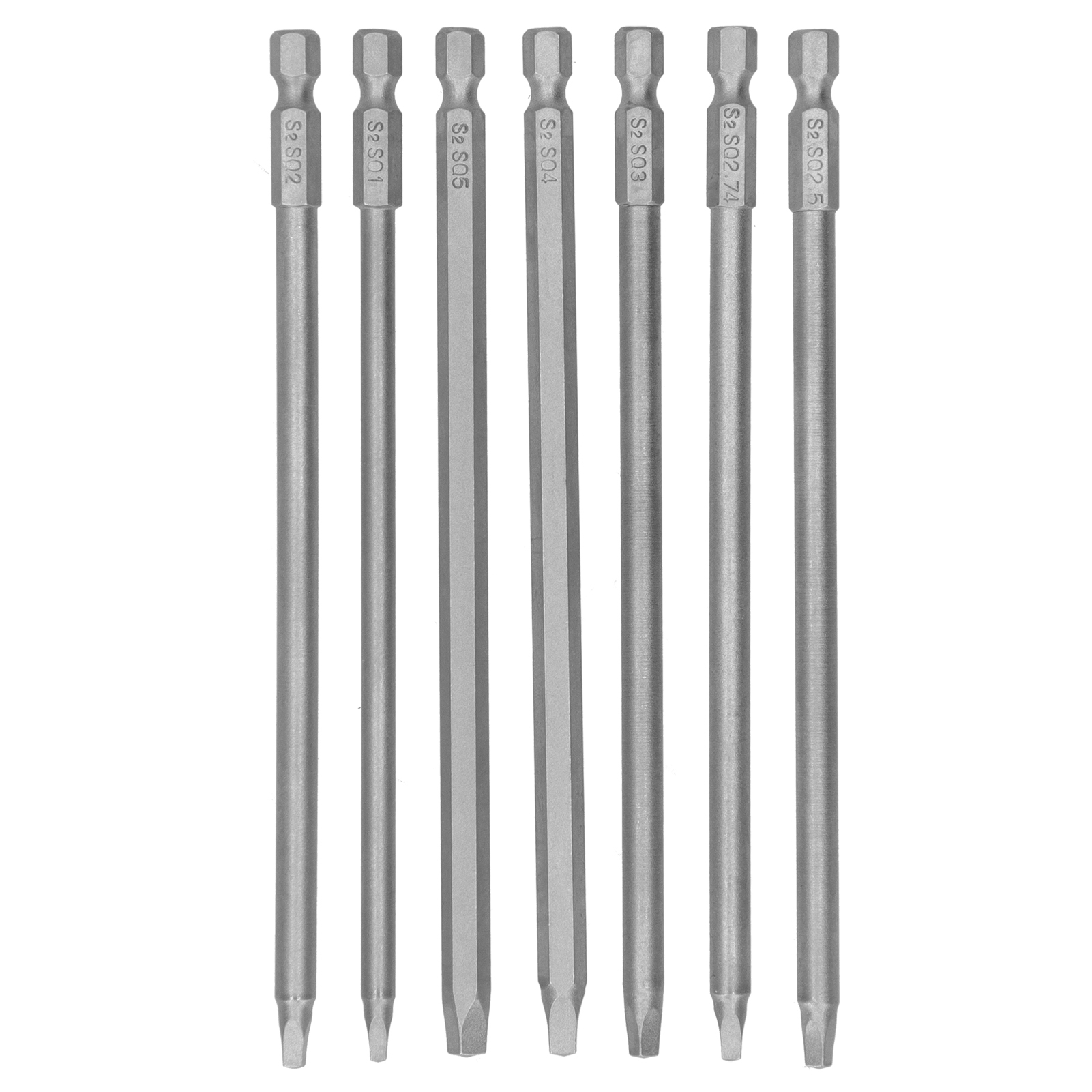 7 Vierkant-elektroschraubendreherbits Aus Chrom-vanadium-stahl, Sechskantgriff, 150 Mm, 1 Kappe