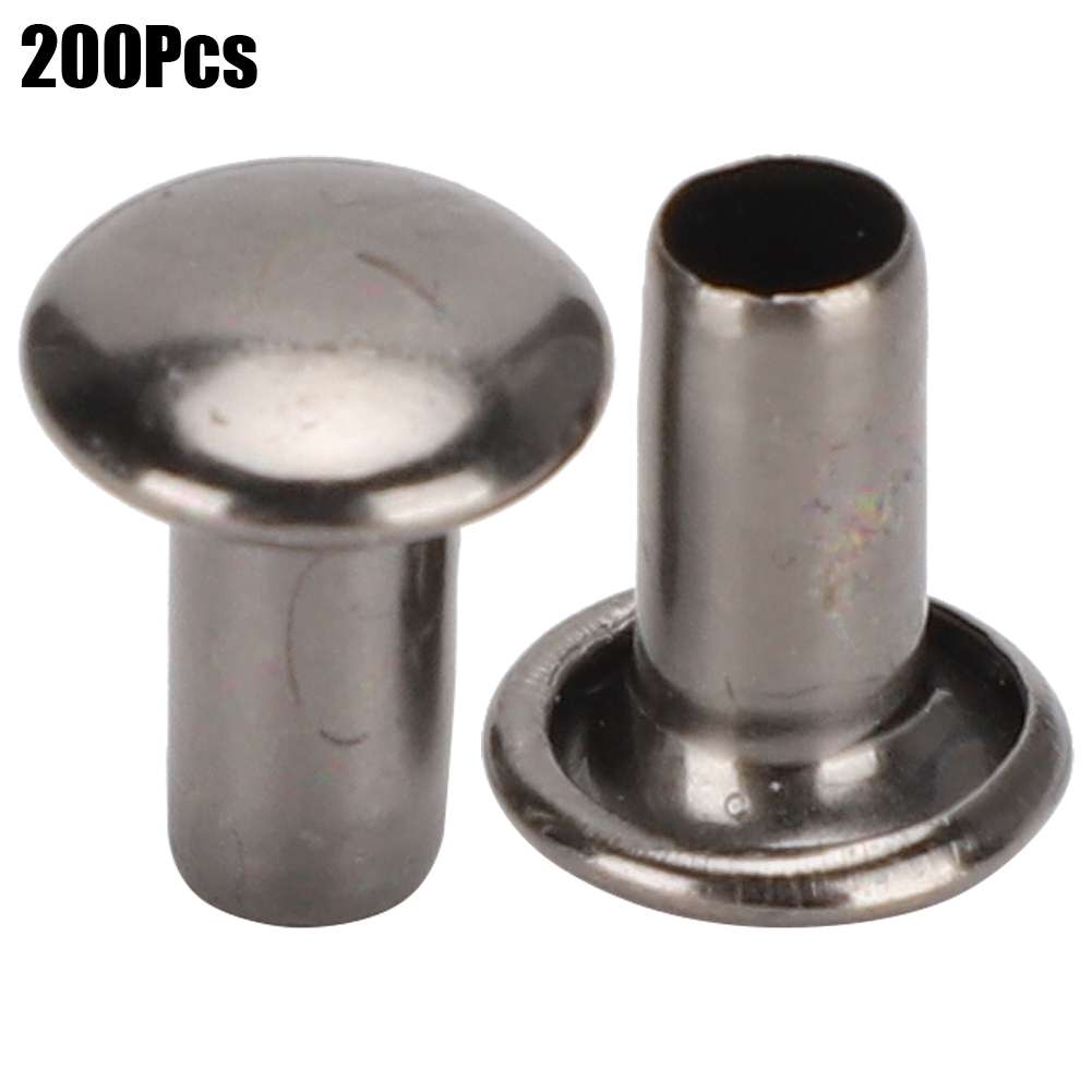 200 Runde Flachkopf-hohlnieten Für Kisten Und Taschen, Befestigungselemente, 8 X 8 Mm, Schwarz