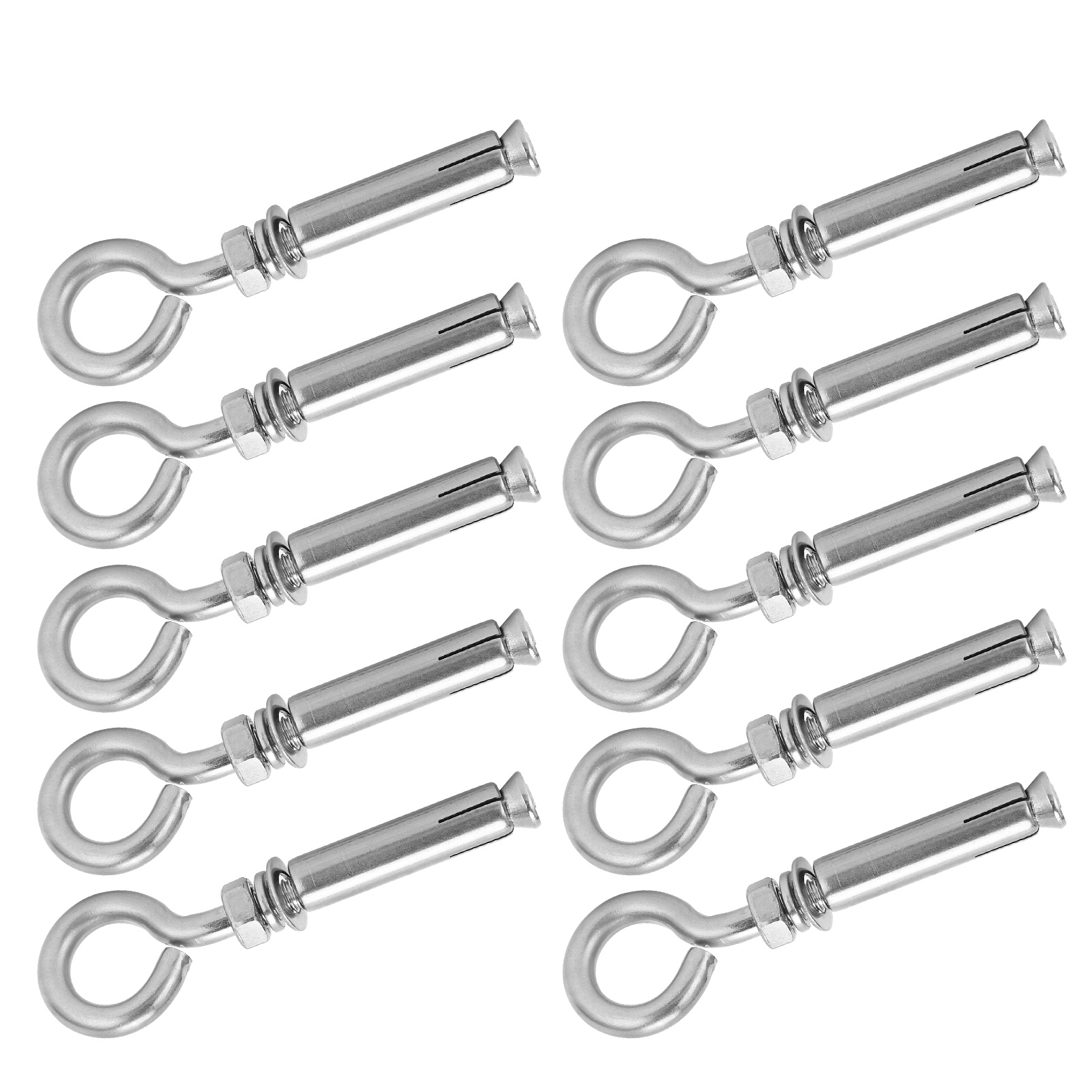 Packung Mit 10 Spreizdübeln Mit Geschlossenem Haken, Aus Silberfarbenem Edelstahl 304, M8 X 60 Mm, Für Betonwände.