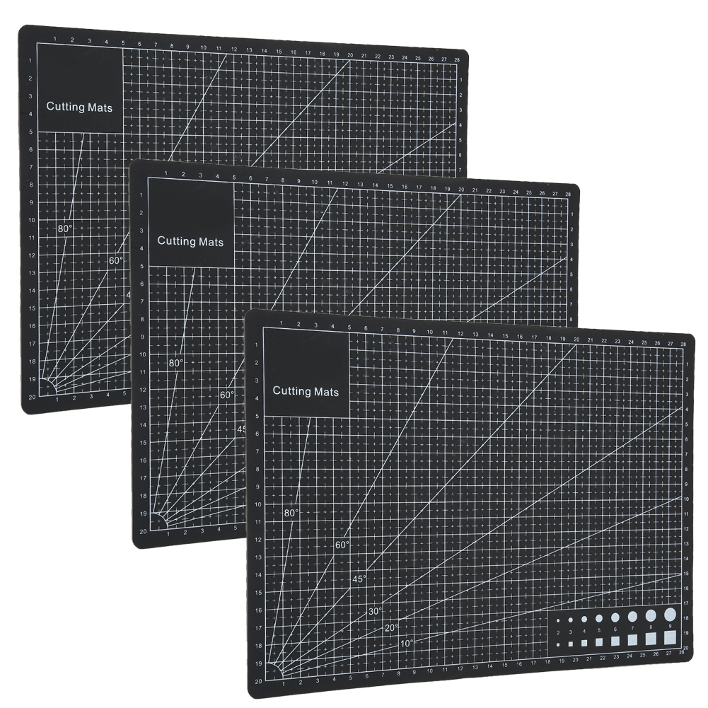 Set Aus 3 Schwarzen A4-schneidematten, Schneideblock, Stempelkissen Und Gravierbrett