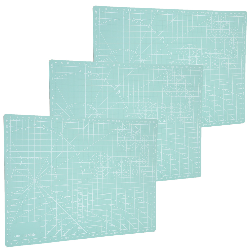 Set Mit 3 Mintgrünen A4-schneidematten, Schneideblock, Papier, Stempelkissen Und Gravierbrett Mit Skala