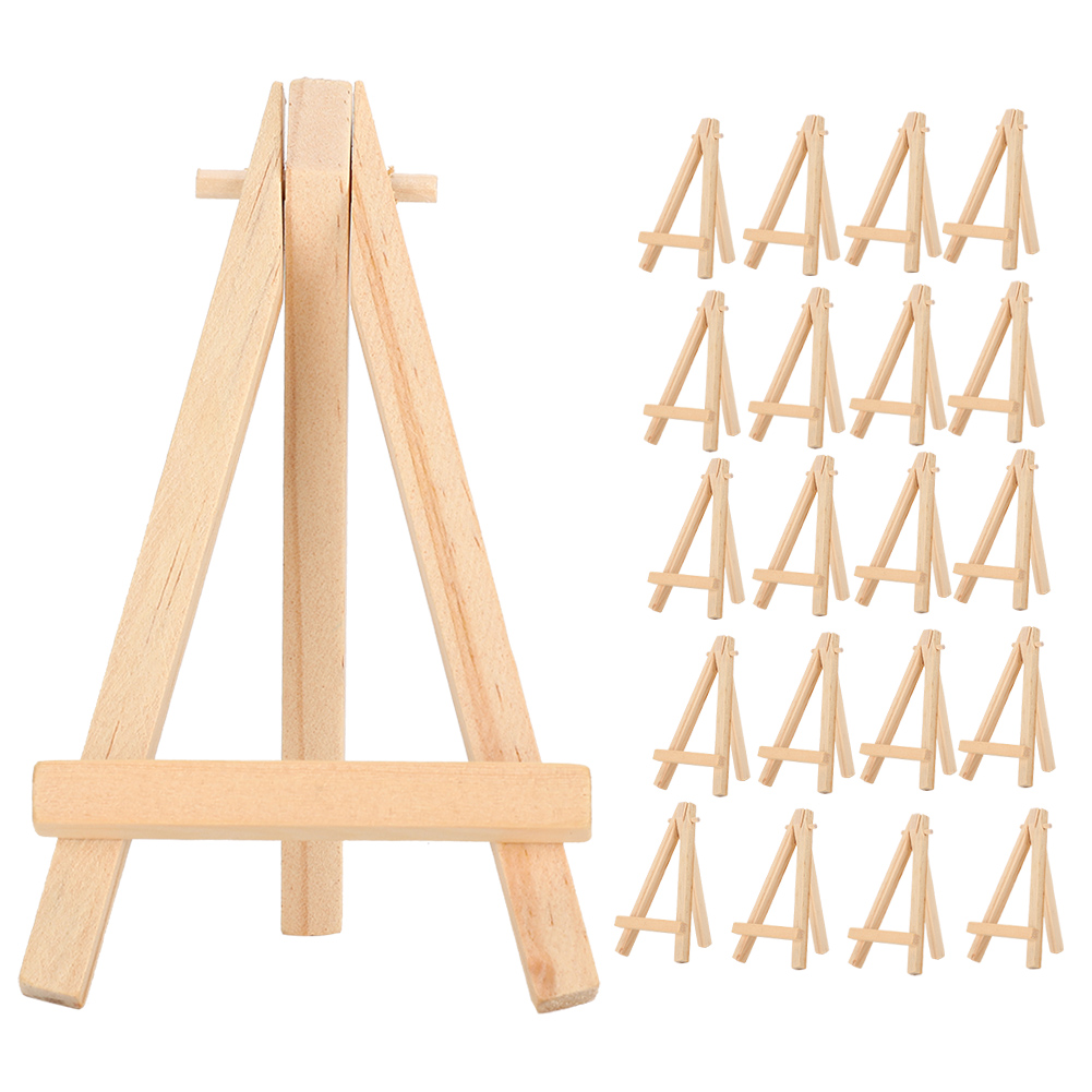 Set Aus 20 Holzstaffeleien, Mini-a-ständern Und Stativen Aus Naturholz Für Dekorations- Und Ausstellungszubehör