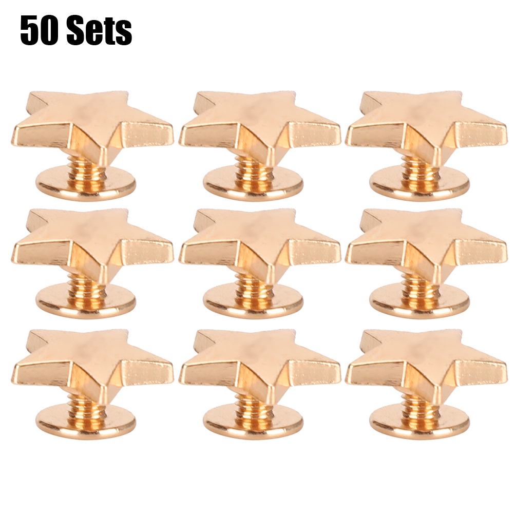 50 Sätze Sternförmiger Nieten, 12 Mm Flachschrauben, Bekleidungszubehör, Korrosionsbeständige Zinklegierung (gold)