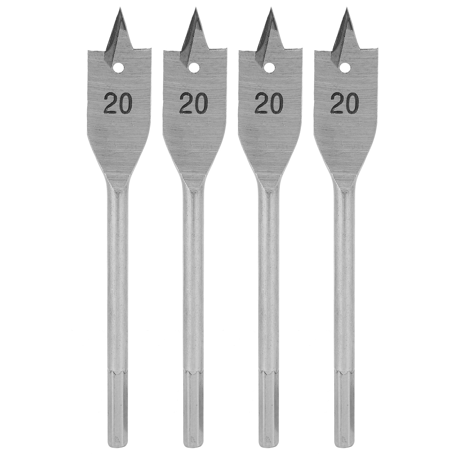 Set Mit 4 Ersatz-flachbohrern Aus Hochkohlenstoffhaltigem Stahl Für Die Holzbearbeitung, 20 Mm