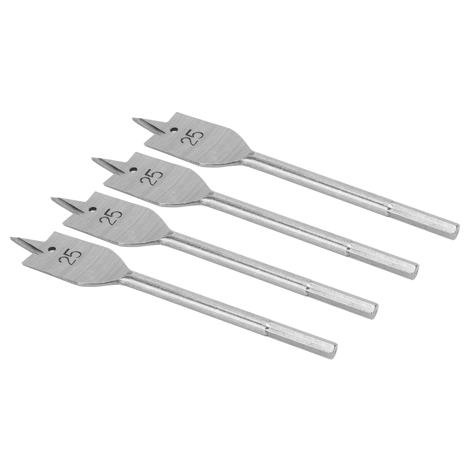 Set Mit 4 Flachen Holzbohrern Aus Hochkohlenstoffhaltigem Stahl, 25 Mm Ersatzbohrer