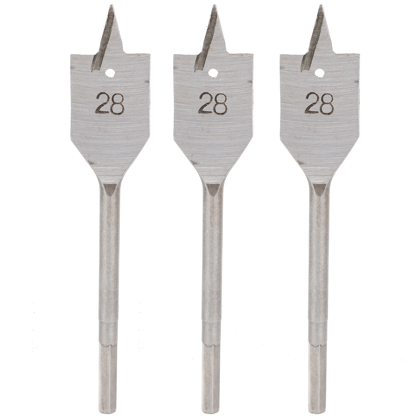 Set Mit 3 Flachbohrern Aus Hochkohlenstoffhaltigem Stahl Für Die Holzbearbeitung, 28 Mm