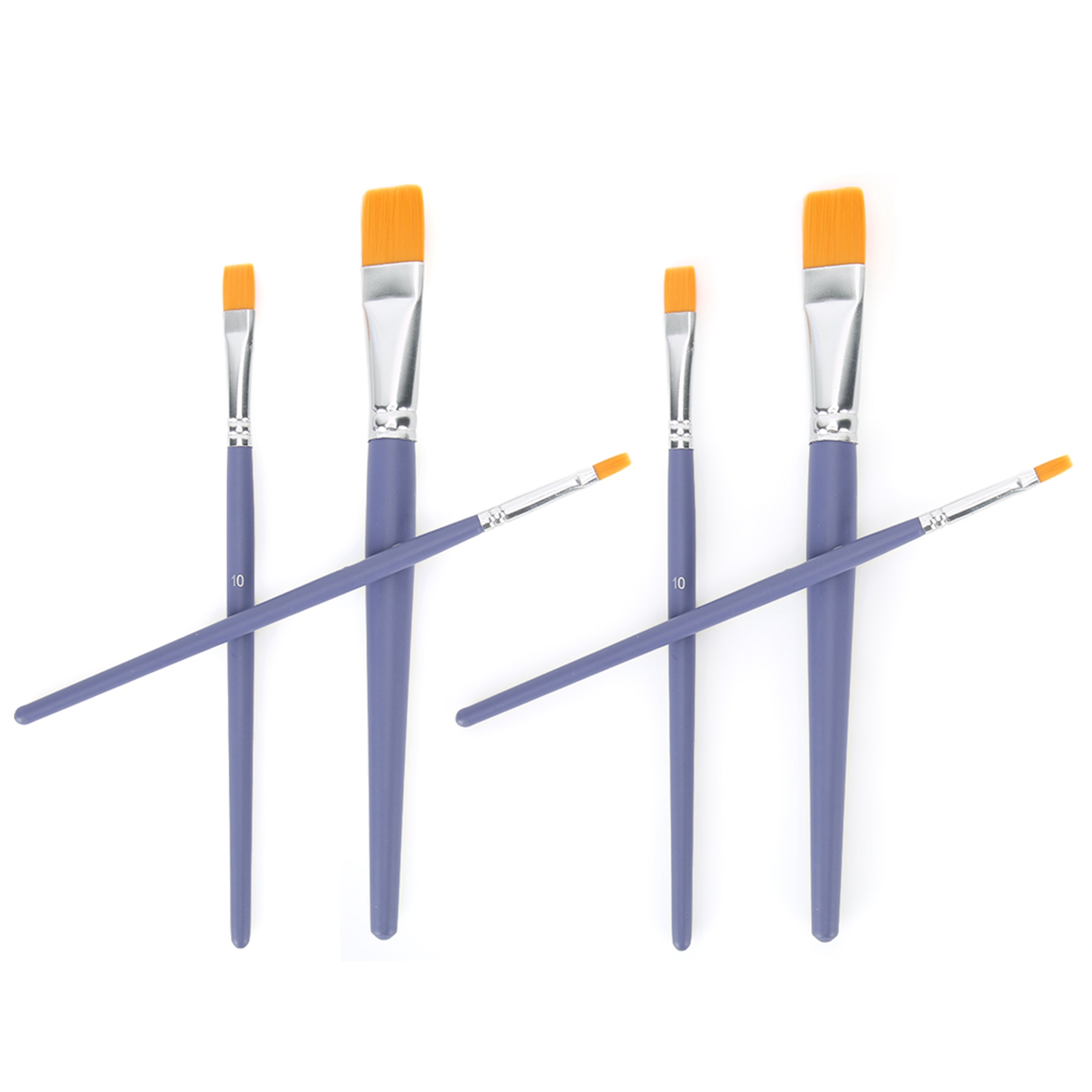 Set Mit 6 Flachen Nylon- Und Wollpinseln Für Aquarell- Und Acrylmalerei. Künstlerbedarf.
