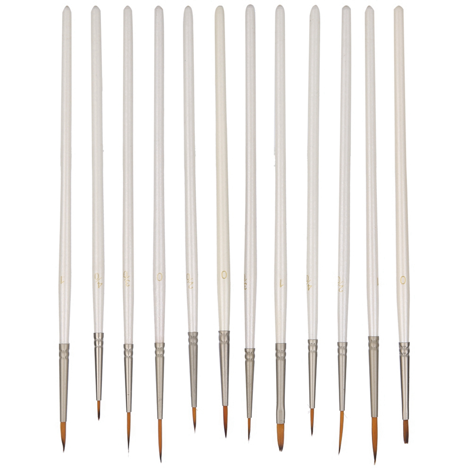 Set Mit 12 Nylonpinseln, Zeichenstiften, Malwerkzeugen, Weißem Holzgriff Für Kunst Und Handwerk