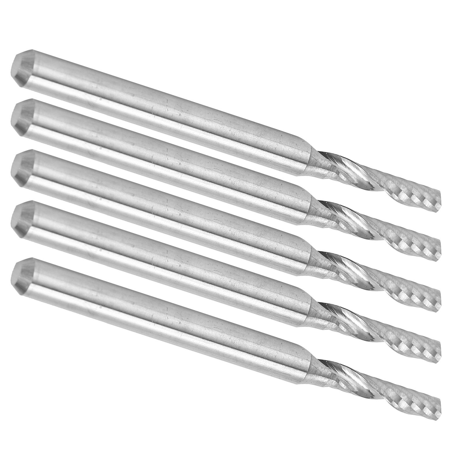 5 Einschneidige Spiralfräser, Gerader Schaft, 3,175 X 2 X 10 X 38 Mm