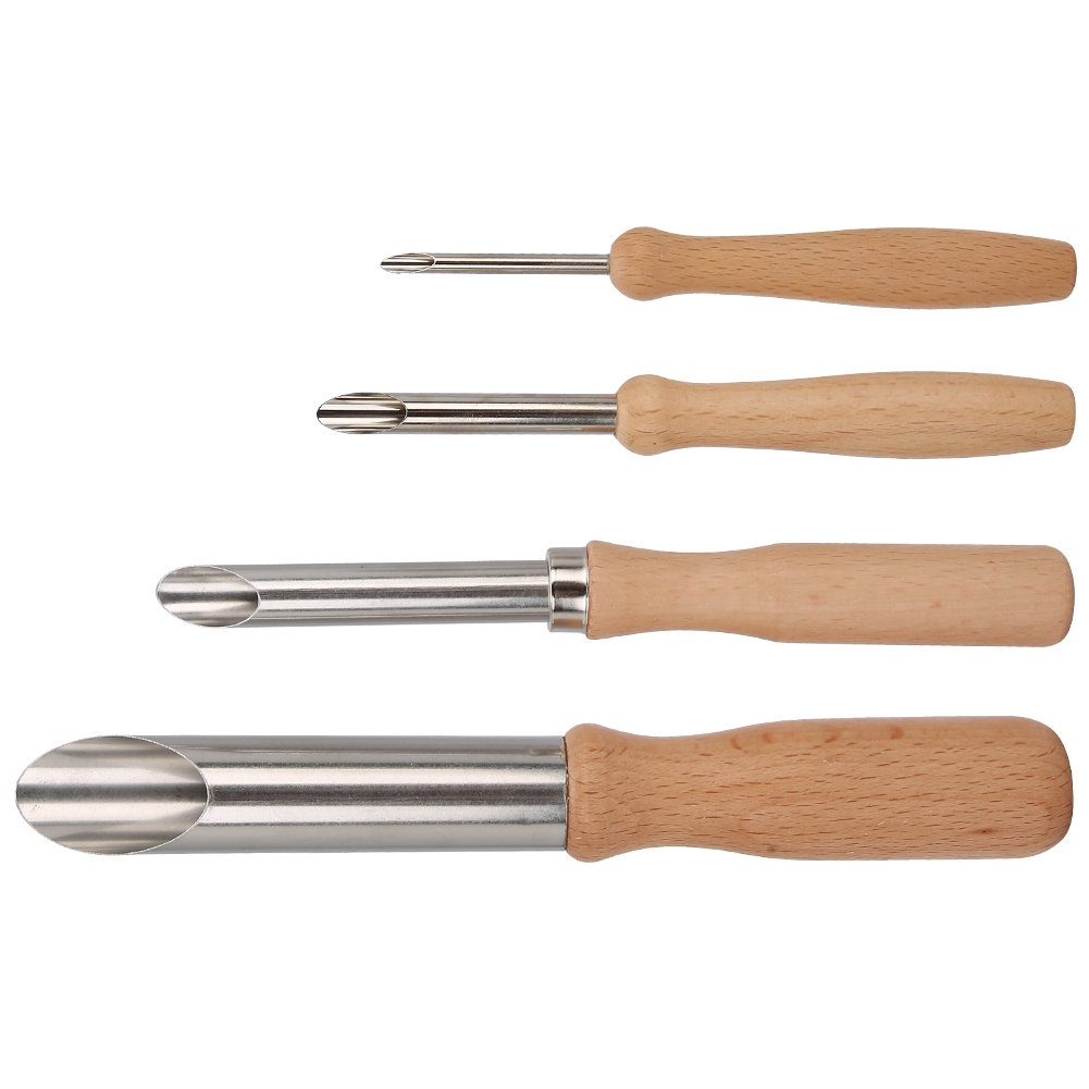 Set Aus 4 Keramikwerkzeugen, Ahle Aus Edelstahl, Runder Holzgriff, Handgefertigt
