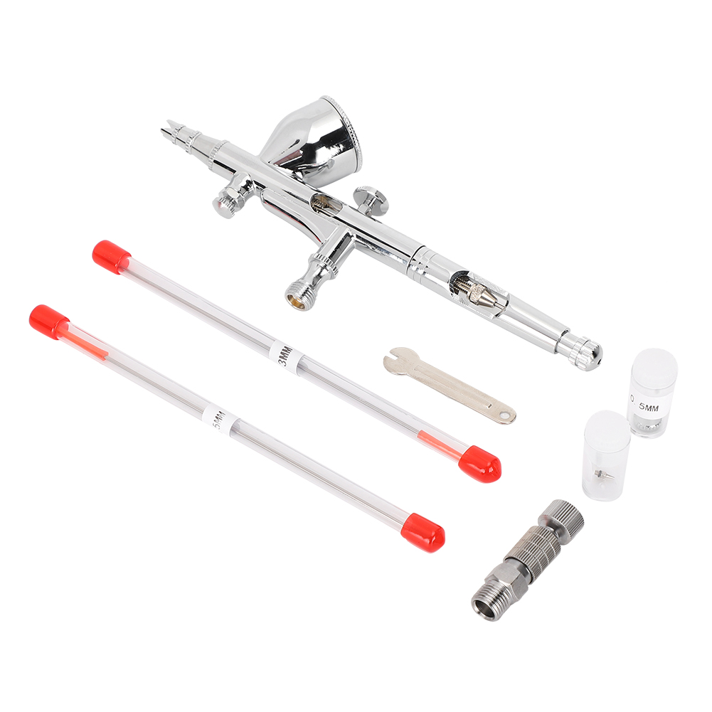 T180t Airbrush-set, Künstlerfarbe, Modellbaupigment, Einstellbare Zerstäubung, Doppelfunktions-tab