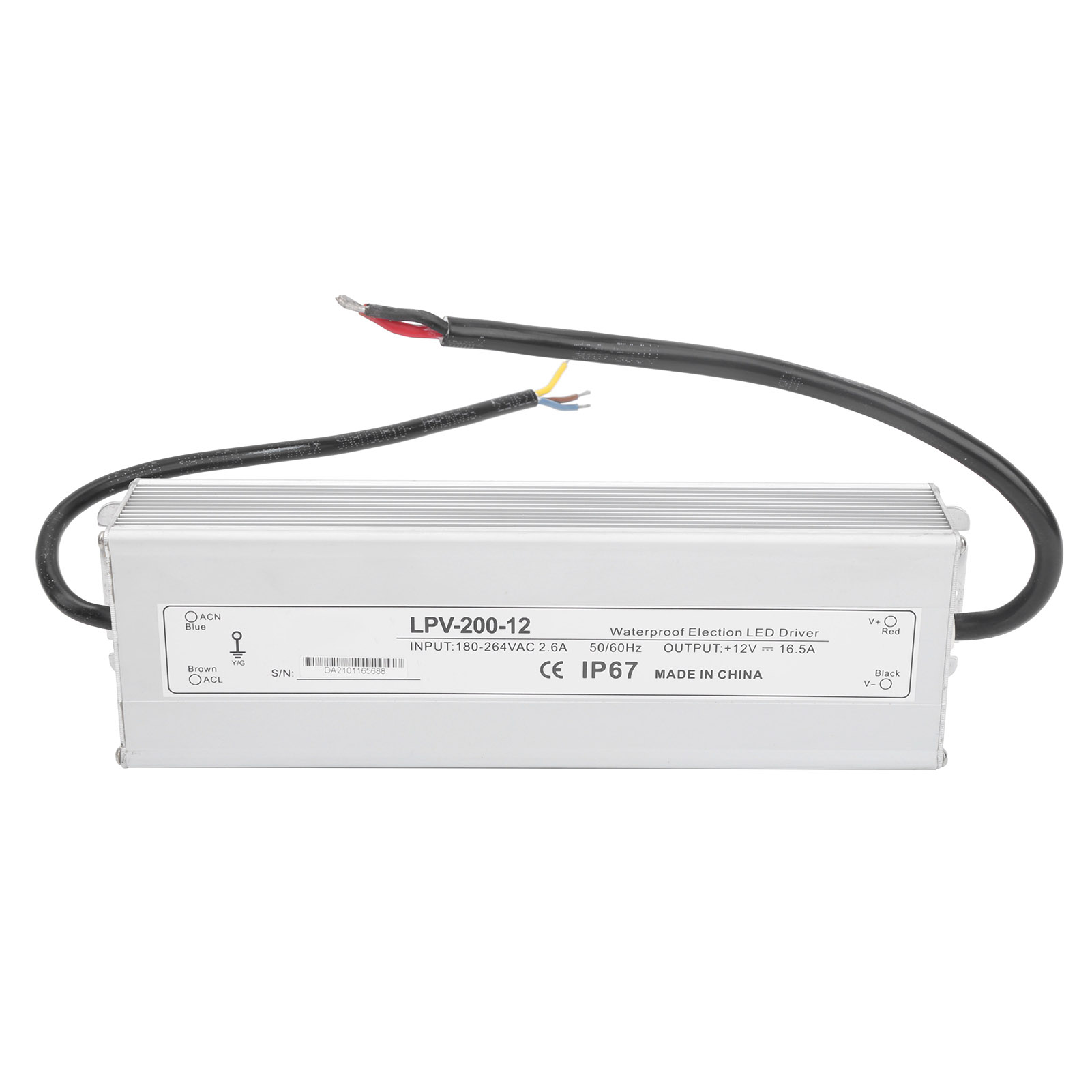 Wasserdichtes Berm-netzteil Für Steuergeräte Der Led-beleuchtungsindustrie, Dc 12 V, 200 W, Lpv-200-12