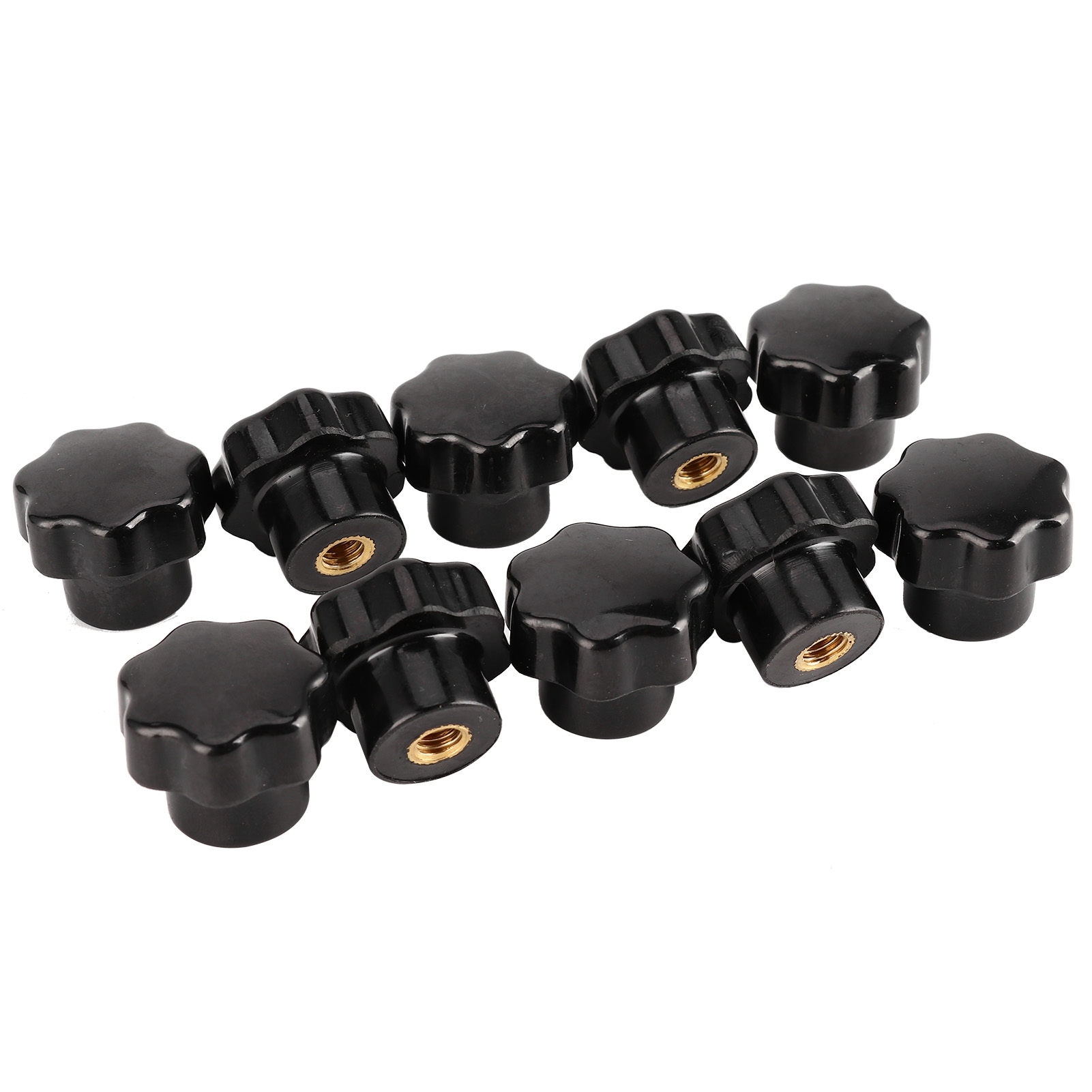 Packung Mit 10 Rändelmuttern Mit 7-stern-griff Und Innengewinde, M6x25 Messingkern Für Werkzeugmaschinen