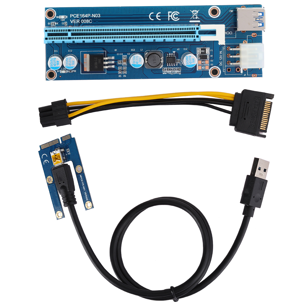Mini-pci-e-zu-pci-express-16x-erweiterungsadapter Mit Sata-stromkabel Für Mining-grafikkarte