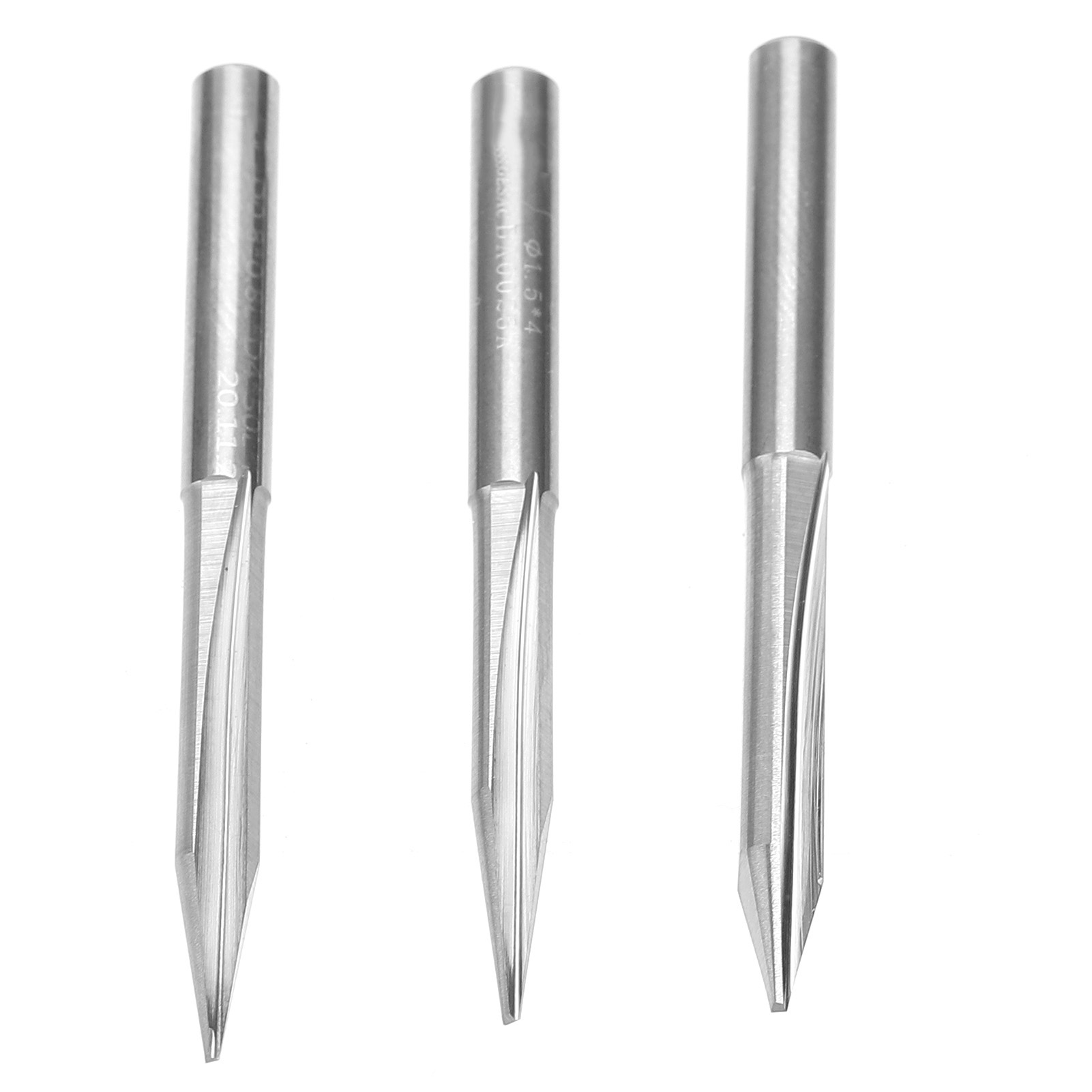 3 V-förmige Gravierstichel, 2 Klingen, 4x0,8x20°/4x0,8x25°/4x0,8x30°