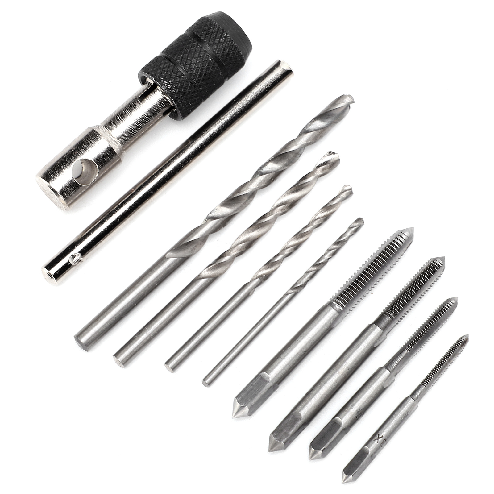 Gewindebohrer- Und Bohrerset Aus Stahl Mit Lager Und T-griff-gewindebohrerschlüssel, Handwerkzeug Zum Gewindeschneiden Von Schrauben Und Muttern.