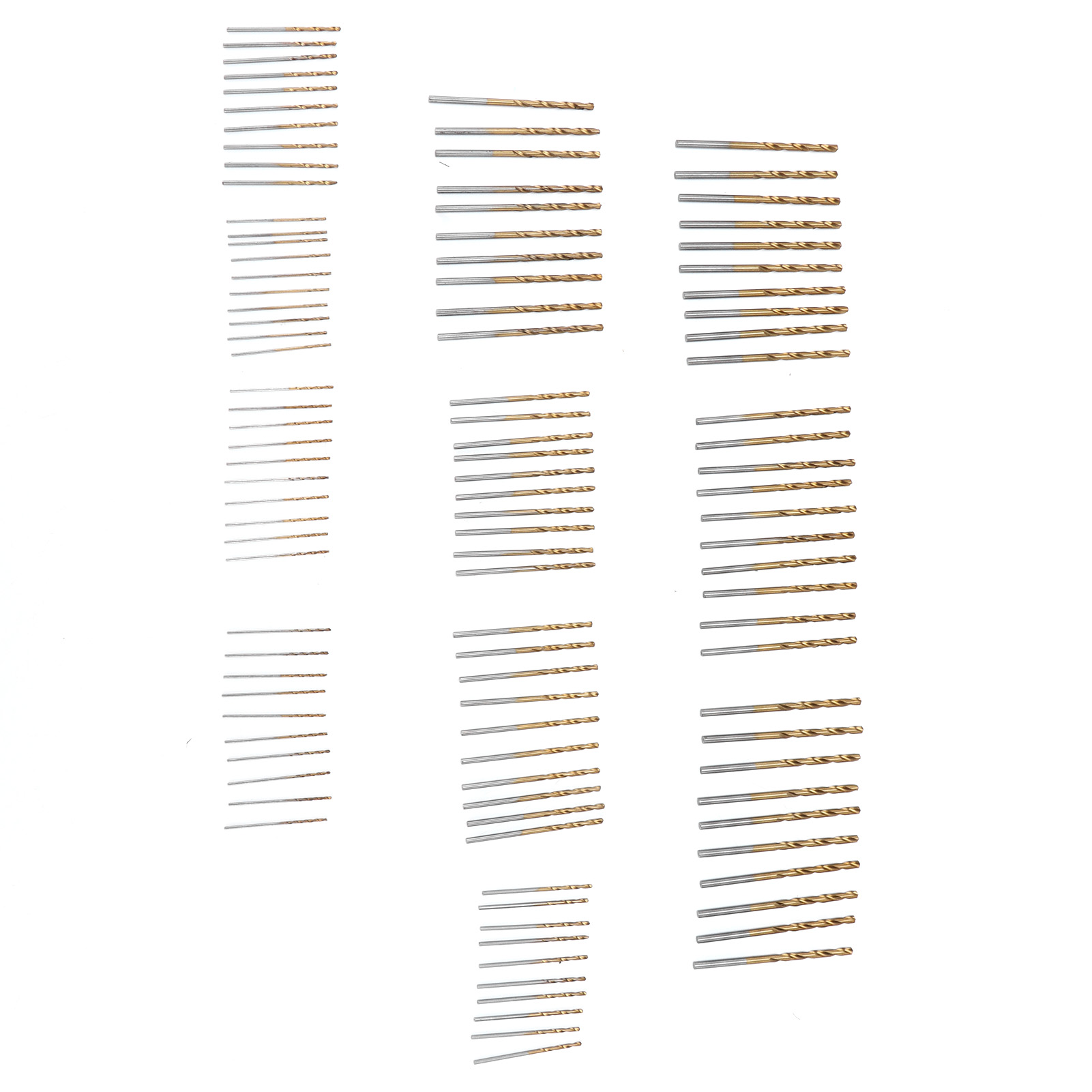 Set Mit 100 Verschleißfesten, Titanbeschichteten Spiralbohrern Für Holz, Metall Und Stahl.