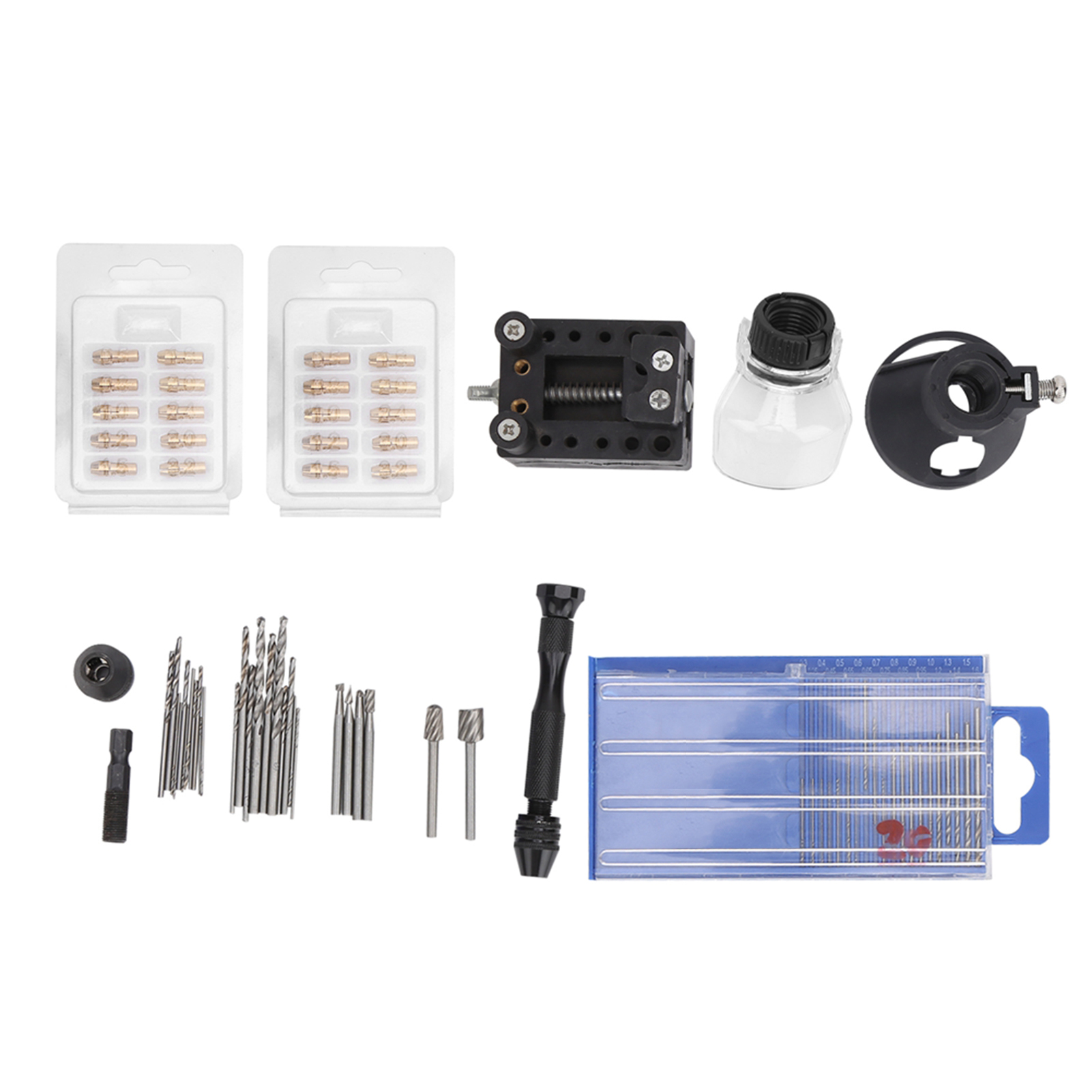 Set Mit 72 Zubehörteilen Für Mini-elektrobohrmaschinen: Bohrfutter, Gravierwerkzeug, Positionierer Und Bohrer.