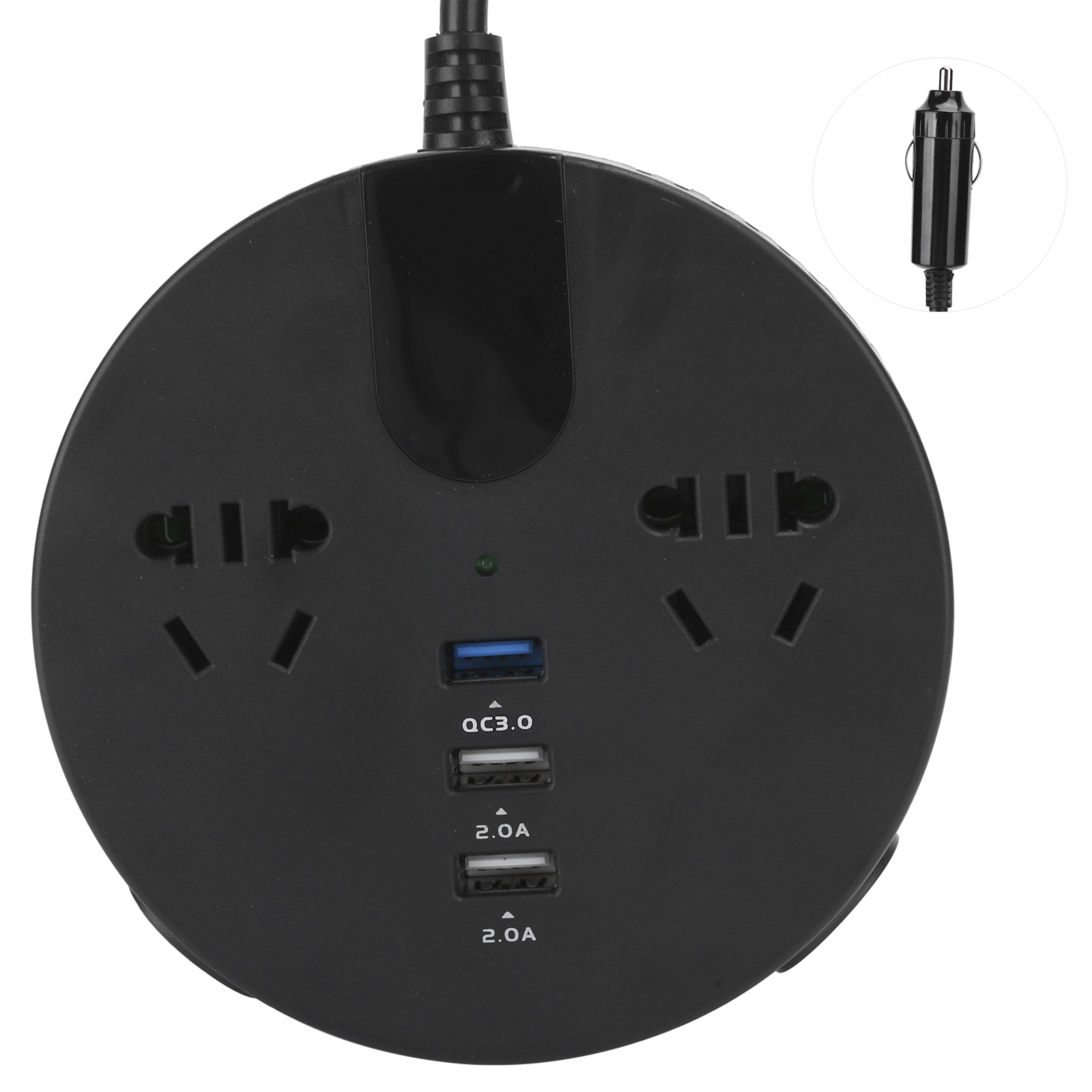 150-w-stromwandler, 12–24 V Auf 220 V Zigarettenanzünderadapter, Led-digitalanzeige, Schwarz
