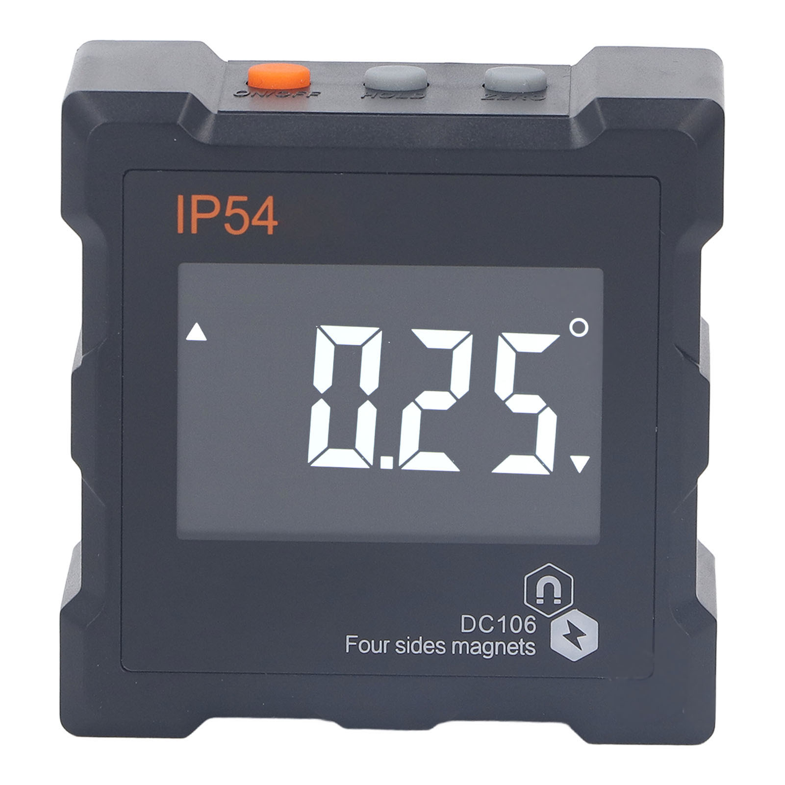 Ip54-neigungsmesser, 4x90°-digital-lcd-display, 4-seitig, Starker Magnet, 360°-drehung, 1300-mah-akku, Schwarz