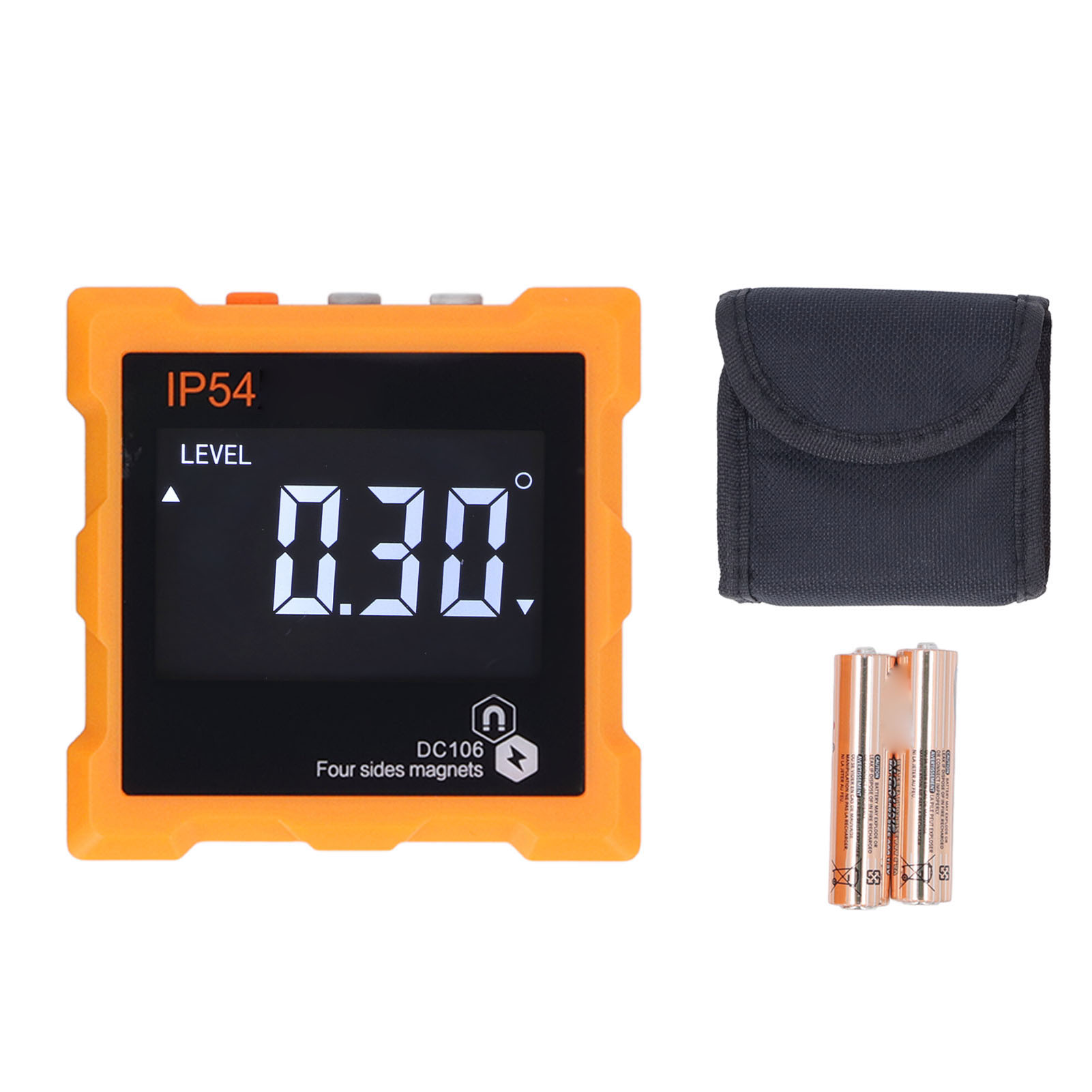 Ip54-neigungsmesser, 4x90°-digital-lcd-display, 4-seitig, Starker Magnet, 360°-drehung, 1300-mah-akku, Orange