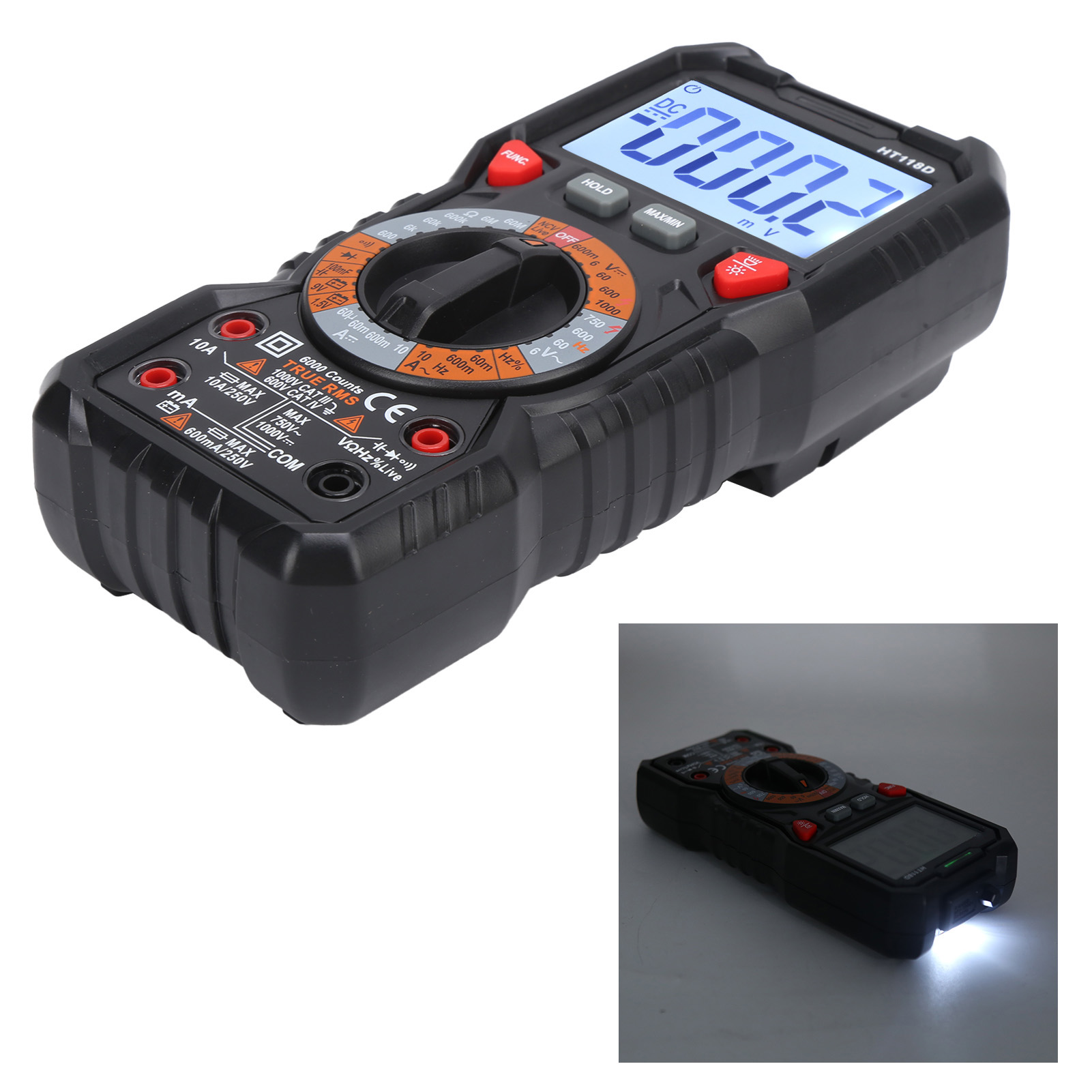 Ht118d Intelligentes, Tragbares Digitalmultimeter: Strom-, Spannungs- Und Widerstandsmesser 10 A, 1000 V