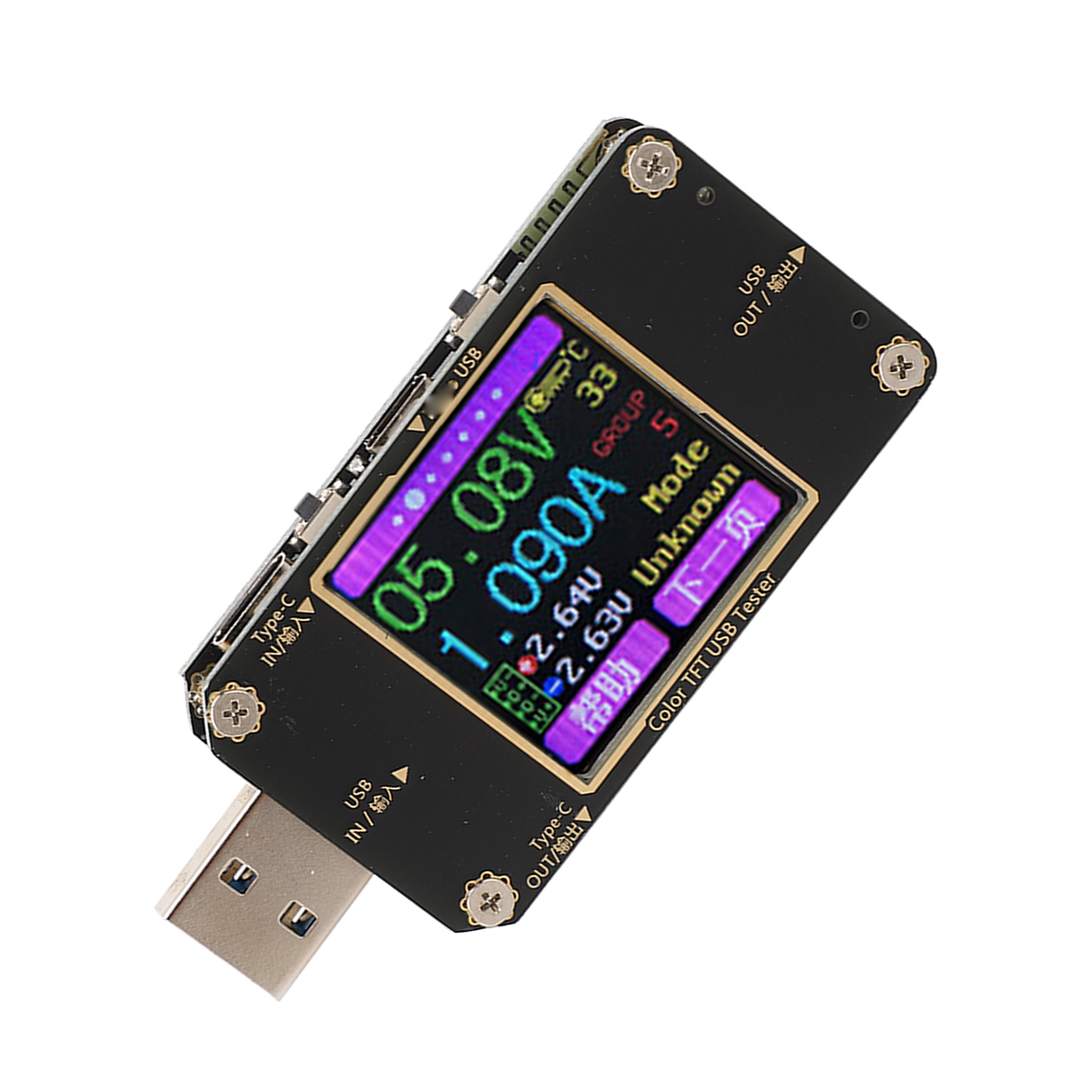 Usb-voltmeter/amperemeter Mit Farb-lcd-display, Spannungs- Und Strommesser, Digitaler Leistungsdetektor Und Pd-schnellladefunktion