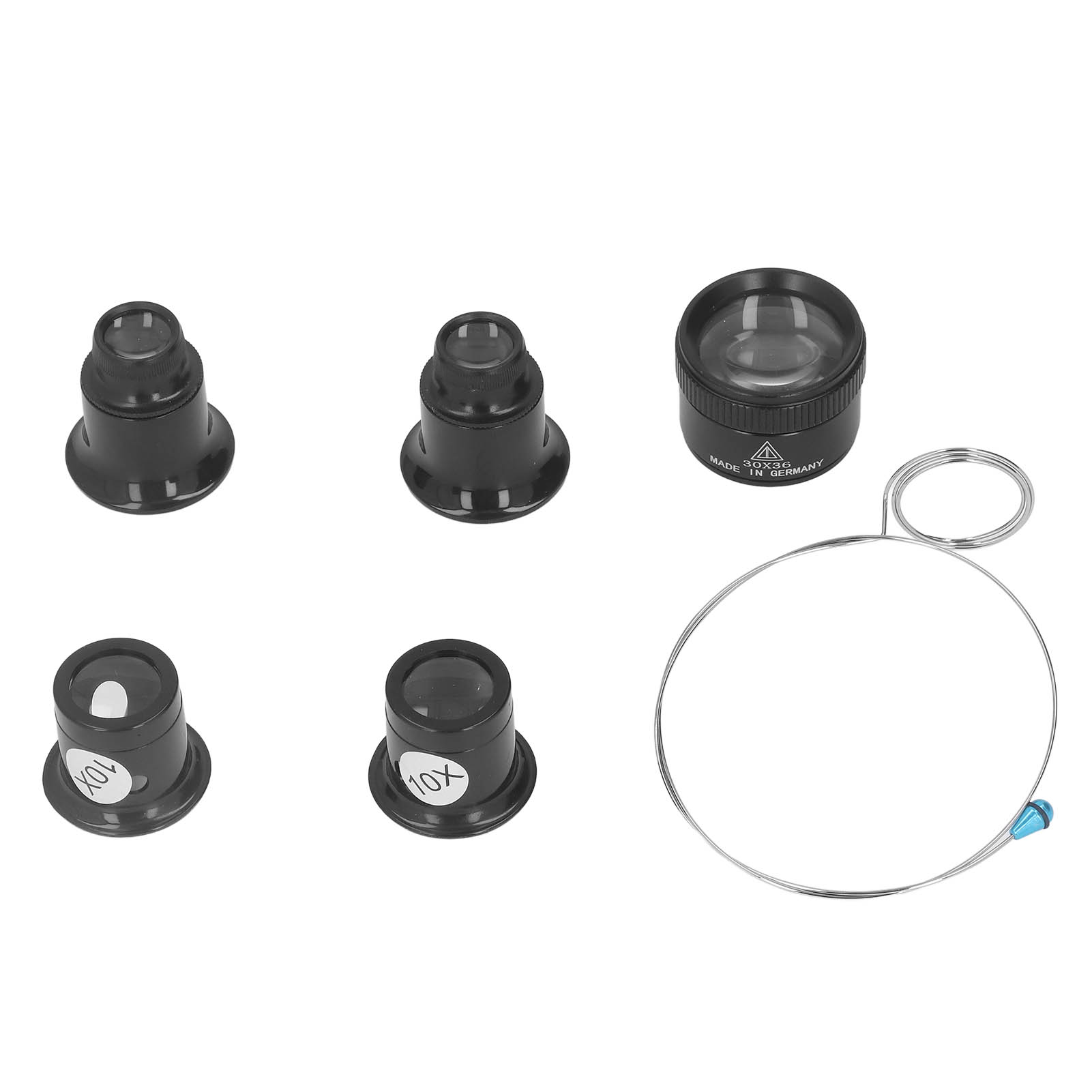 Set Mit 5 Monokularen Vergrößerungsgläsern 10x, 20x, 30x Und 30x36 Mm, Multifunktional, Leicht Und Tragbar.