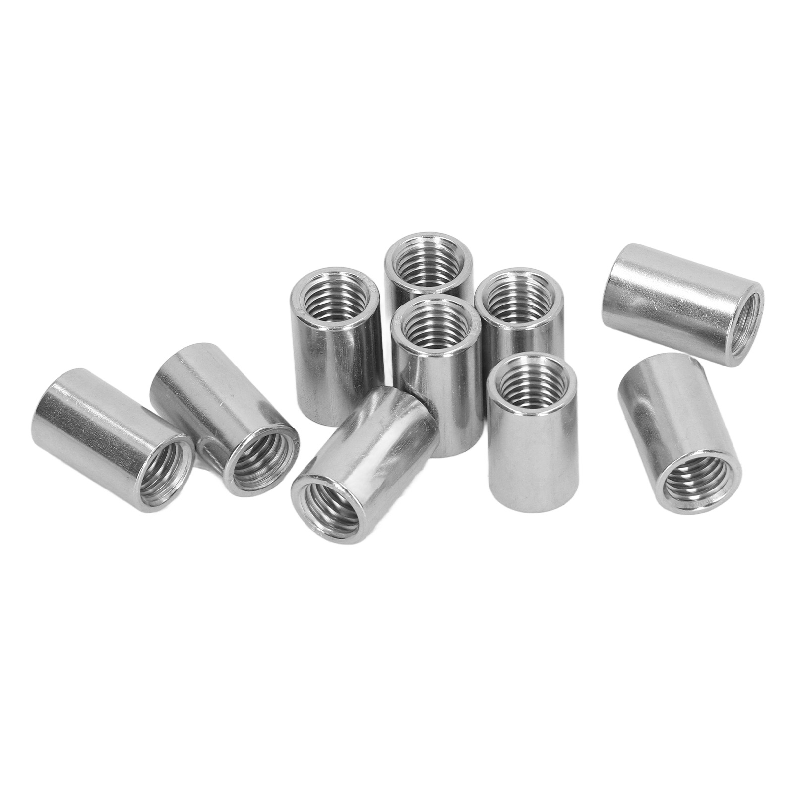 Packung Mit 10 Verbindungsmuttern Für Rundstangen, Innengewinde, Edelstahl 304, M12x1,75, 16 L25 Mm