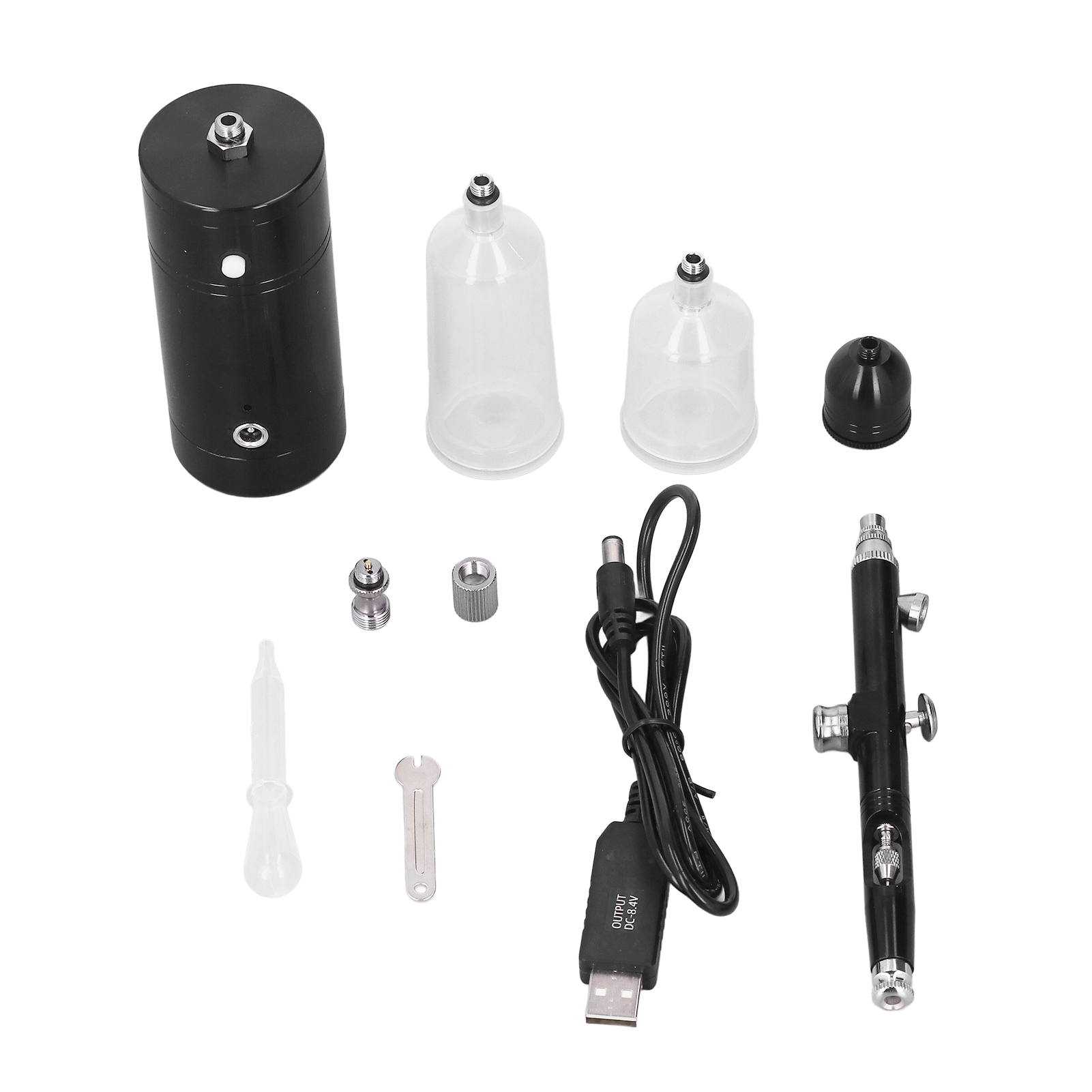 Airbrush-set Mit Luftkompressor, Tragbarer, Kabelloser Usb-aufladbarer Pistole, 18 Psi, Schwarz