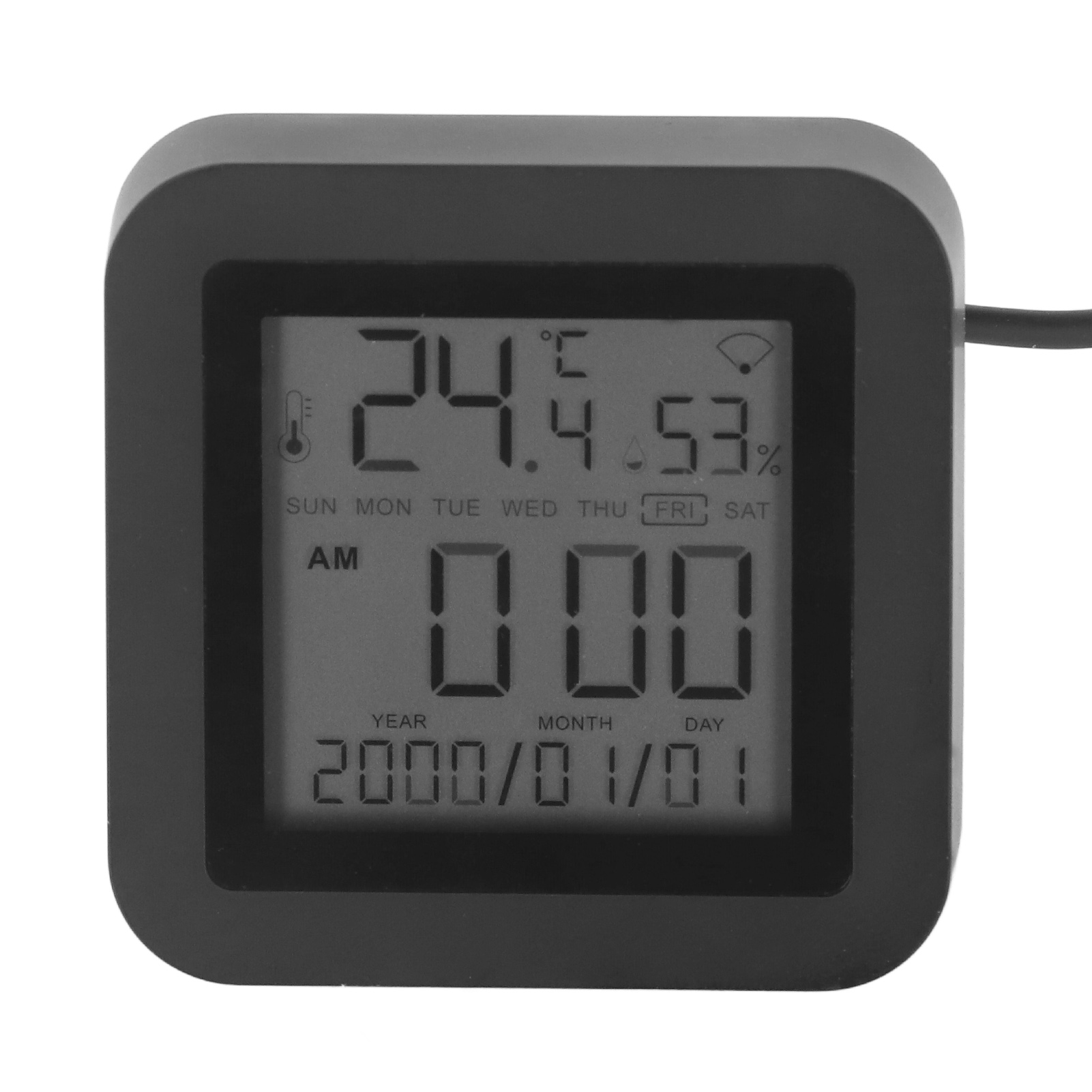 Intelligentes Wlan-hygrometer-thermometer Mit Infrarot-fernbedienung Und Display. Anzeige Von Temperatur Und Luftfeuchtigkeit. 5-v-gleichstromversorgung.