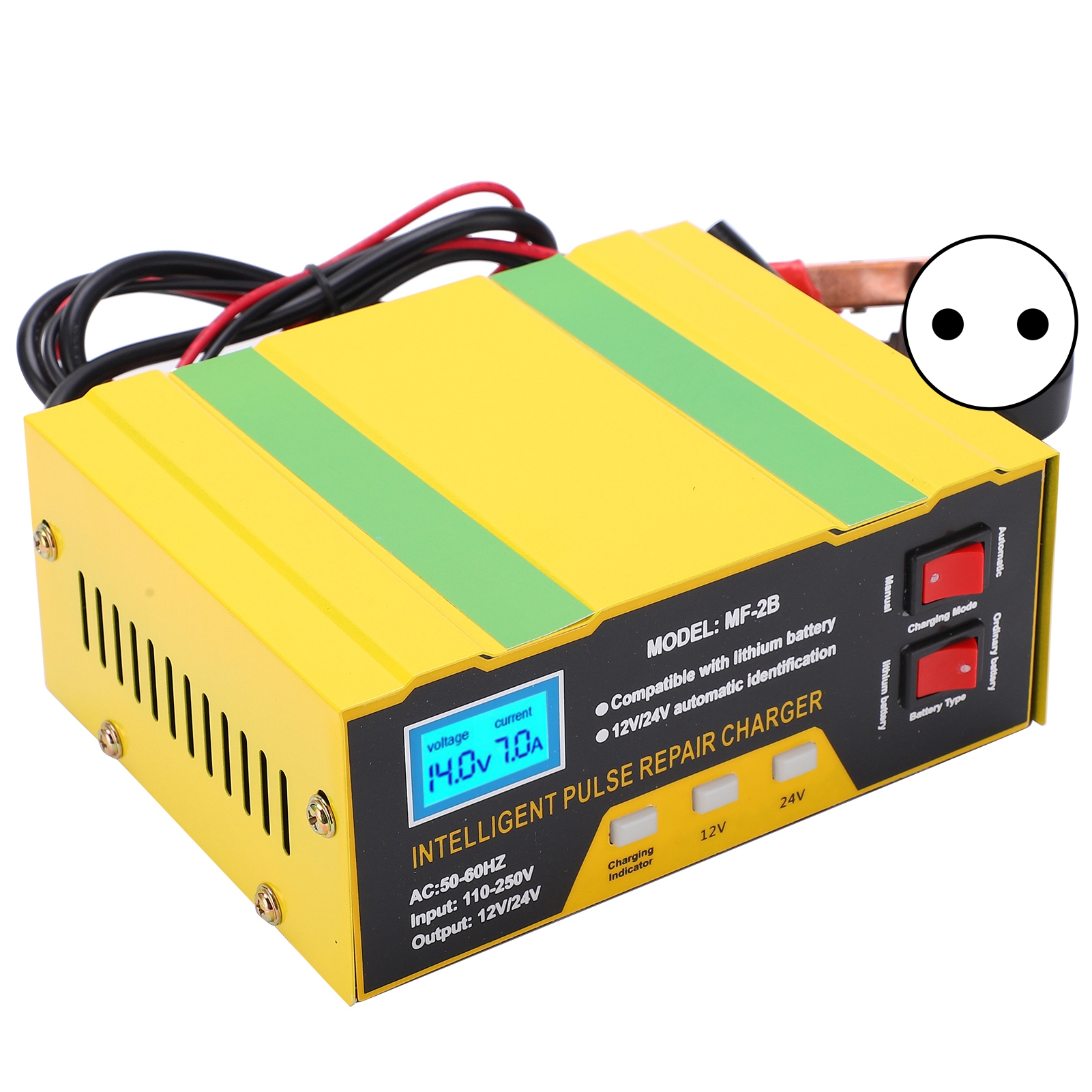 Intelligentes 180-w-12-v-/24-v-batterieladegerät Für Auto- Und Motorradreparaturen, Typ Mf-2b, Ac250veu-stecker