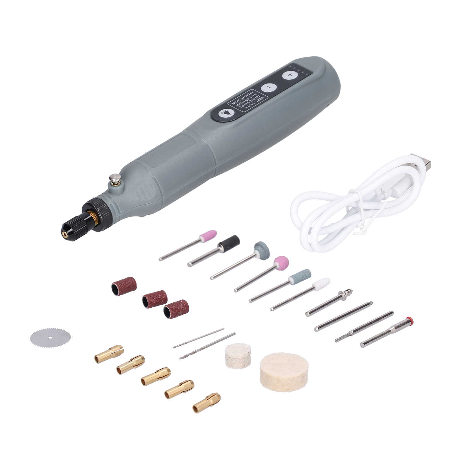 Mini-schleifmaschine 202, Bohrmaschine, Elektrowerkzeug, Grau, Tragbar, Usb-ladefunktion, Mit Licht, Zum Reinigen Und Schneiden, 3,7 V Gleichstrom