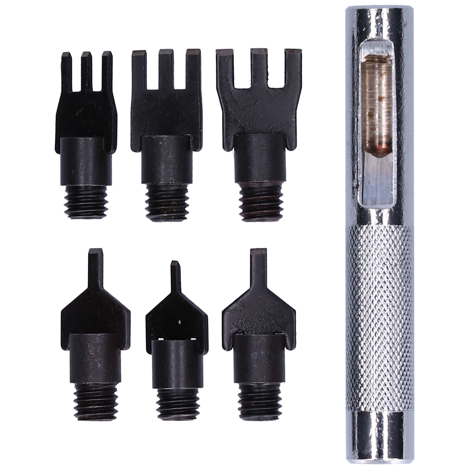 Nähwerkzeug Mit Austauschbarem Flachen Metallstempel Und Griff, Für Leder Und Felle.