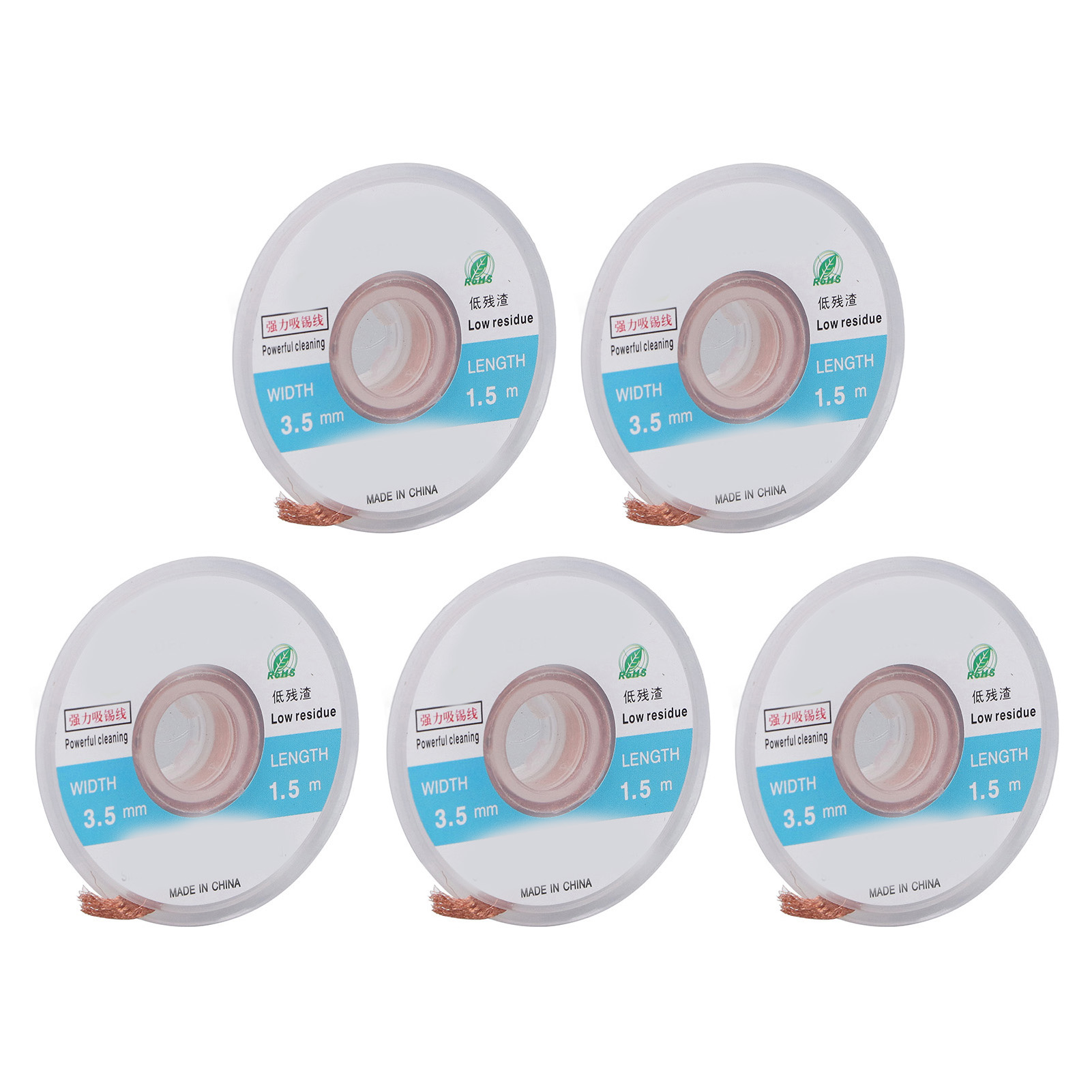 Set Mit 5 Kupferentlötlitzen, 1,5 M Lang, 3,5 Mm Breit, Zum Löten Und Entlöten