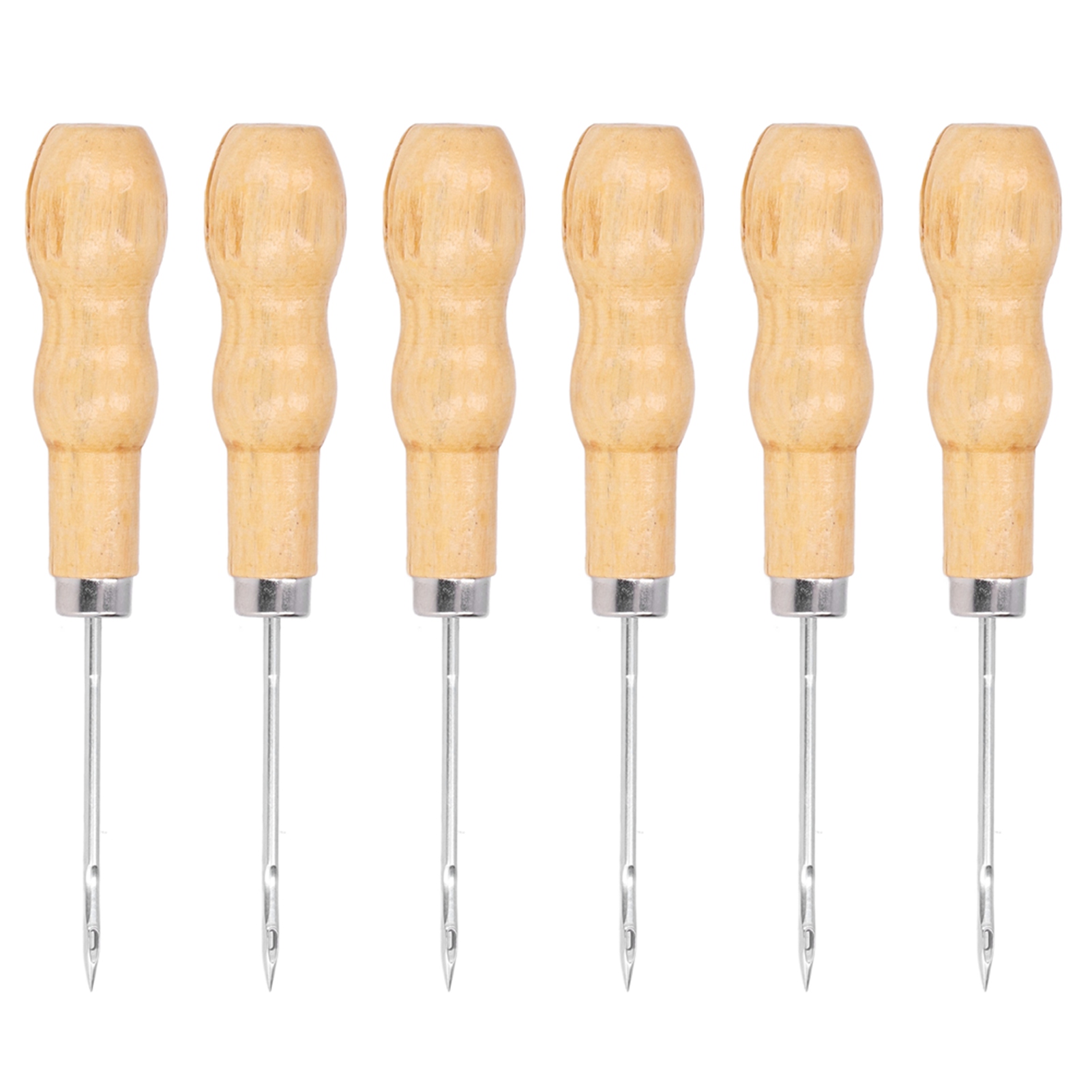 Set Mit 10 Leder-nähahlen Mit Holzgriff, Länge 125 Mm, Für Reparaturen Und Heimwerkerarbeiten.