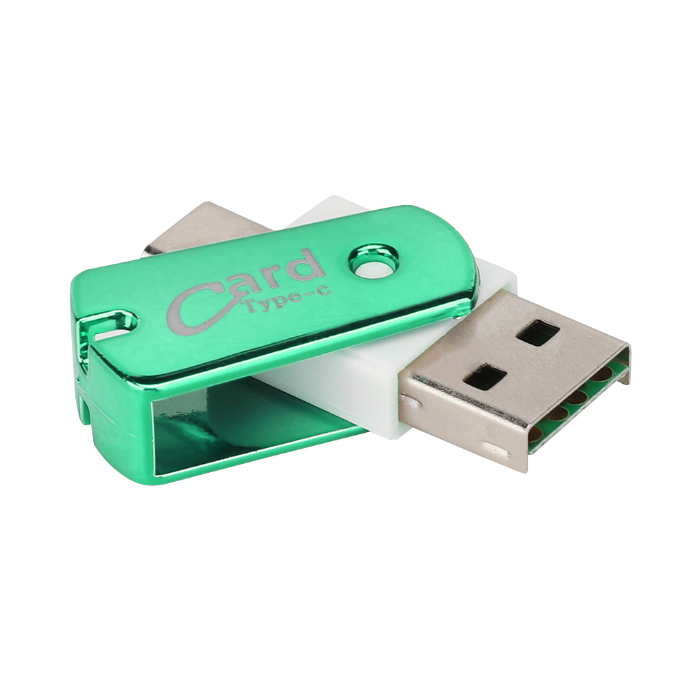 Kompakter 2-in-1-hochgeschwindigkeits-otg-kartenleser (tf) Mit Usb-c-anschluss Für Mobiltelefone – Grün