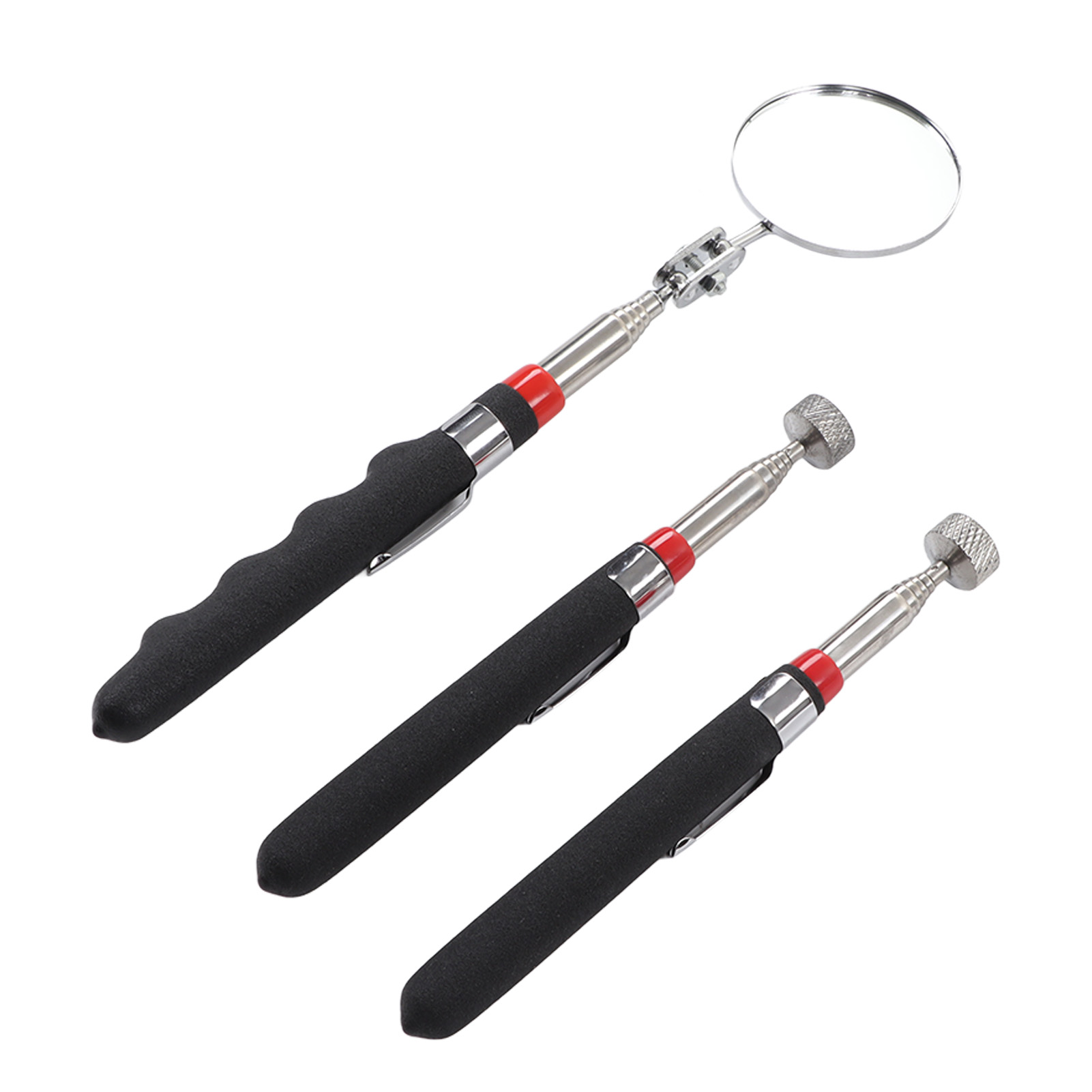3-teiliges Magnetisches Hebewerkzeug, Teleskopspiegel, Gummigriff, 3,6 Kg Schwerer Magnetgreifer Für Enge Stellen