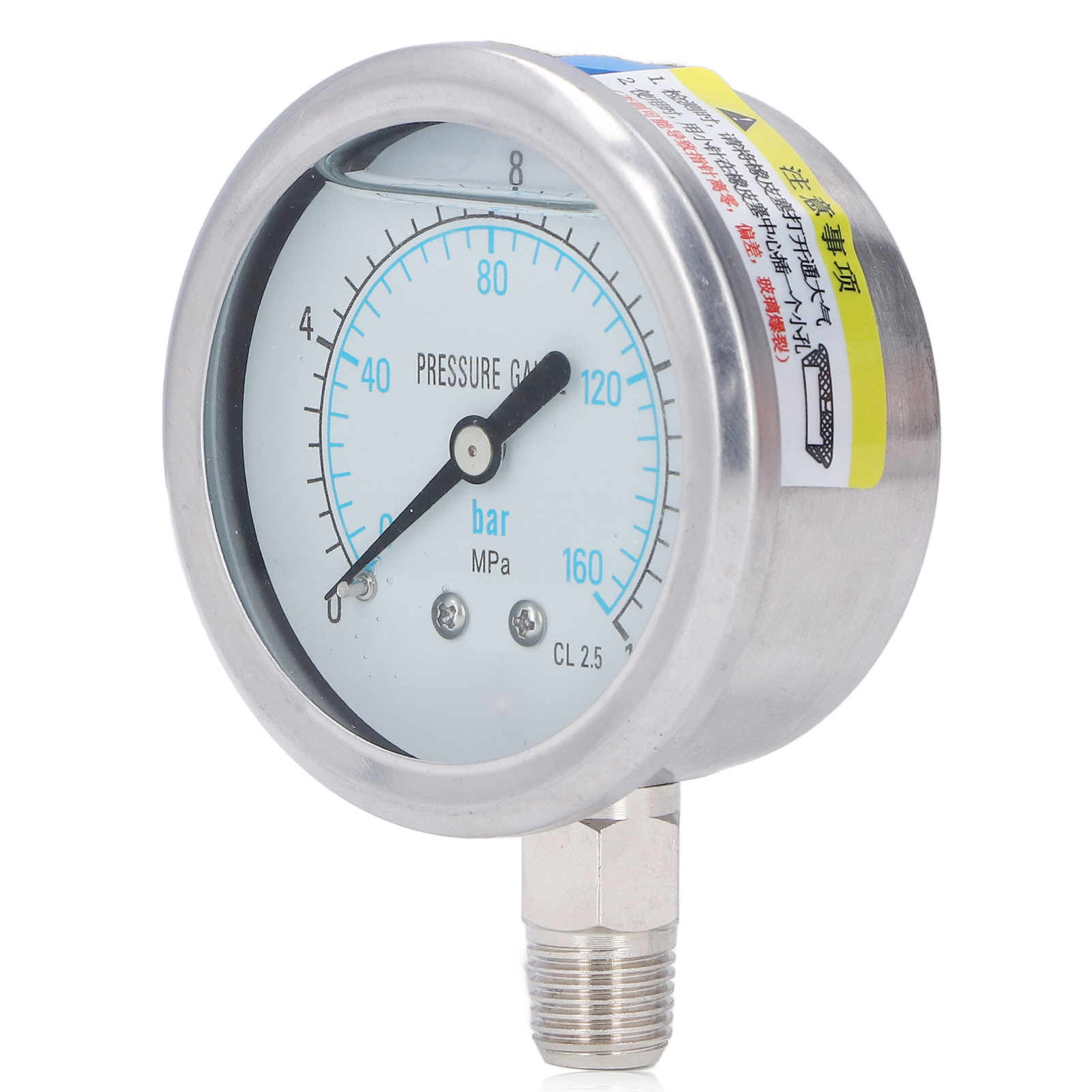 1/4"-npt-edelstahl-manometer Für Öl, Wasser Und Vakuum, 0–16 Mpa, Für Den Privaten Und Industriellen Einsatz