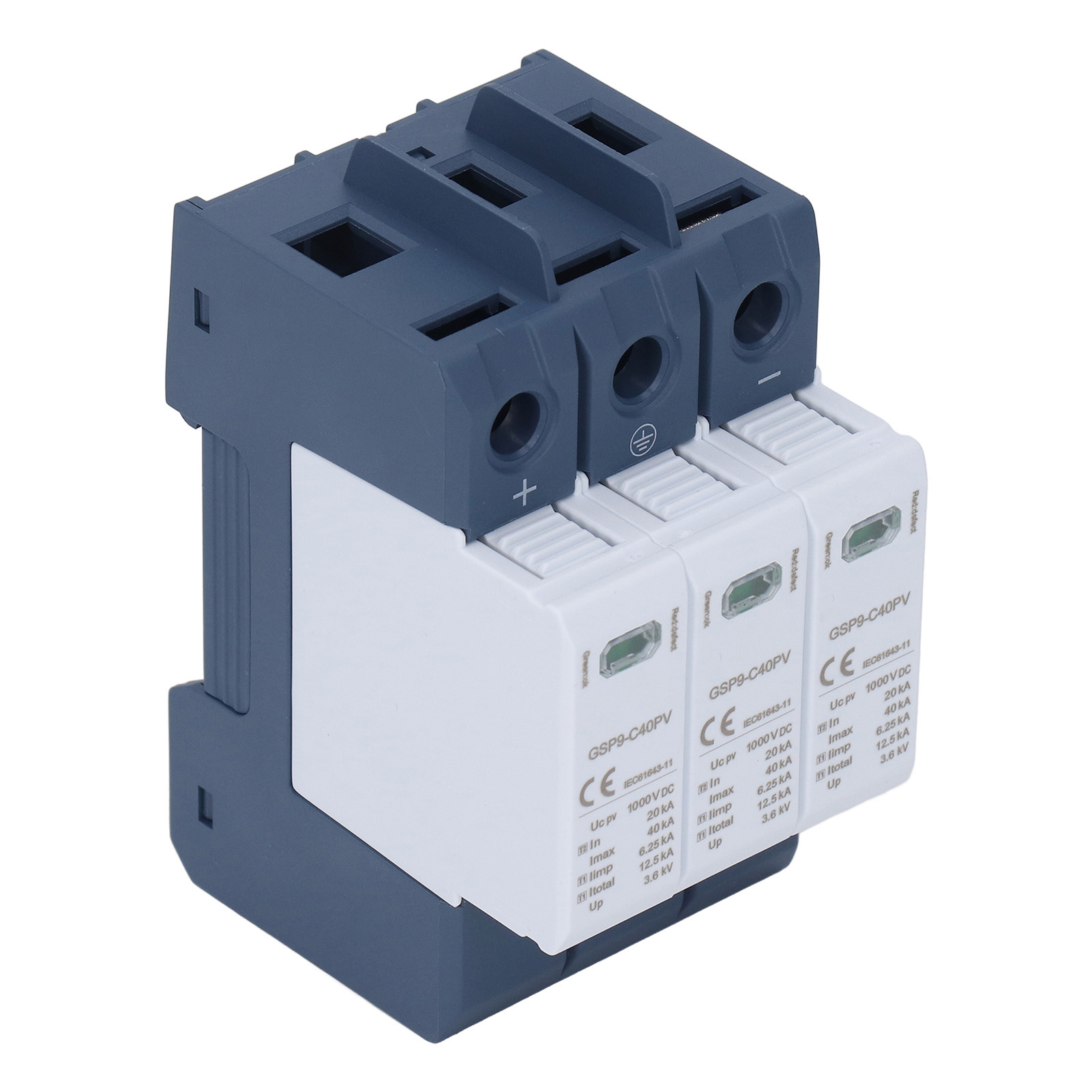 40 Ka Drehstrom-überspannungsschutzgerät, Photovoltaik-schutz, Din-schienenmontage, 1000 V Dc
