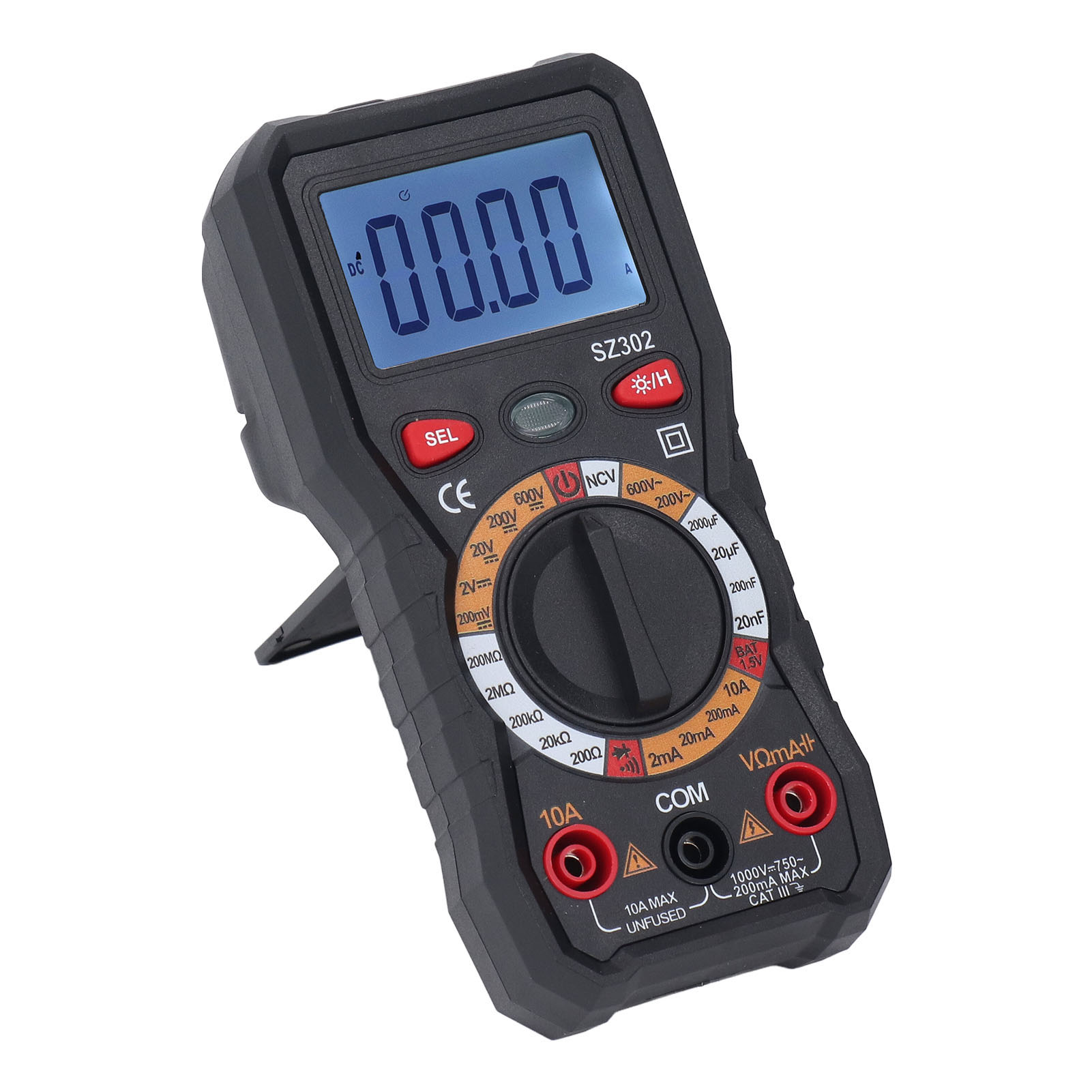 Hochpräzises, Hintergrundbeleuchtetes Digitalmultimeter Mit Automatischer Led-anzeige, Dc/ac-voltmeter Und Taschenlampe, Schwarz