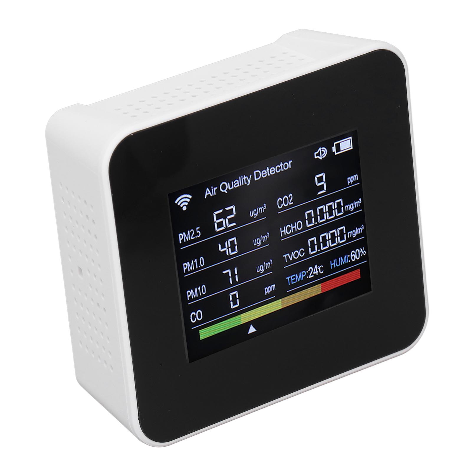 Wlan-luftqualitätsmessgerät Mit Co2-, Hcho-, Tvoc-, Pm2,5- Und Co-überwachung, Multifunktionalem Digitaldisplay