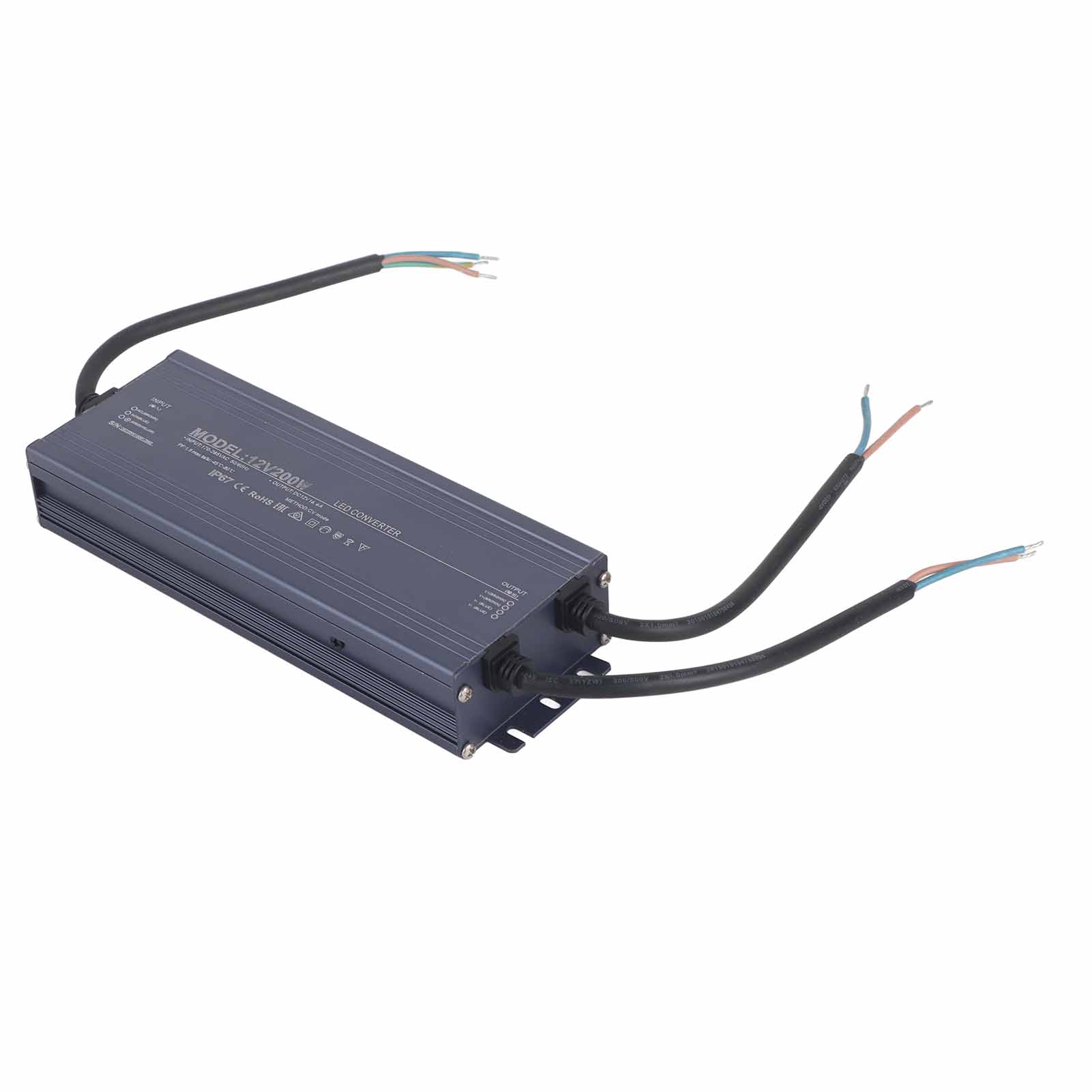 Ip67 Wasserdichtes Led-netzteil, 200 W, Wechselstrom 170–265 V, 12 V, 16,6 A Beleuchtungstransformator