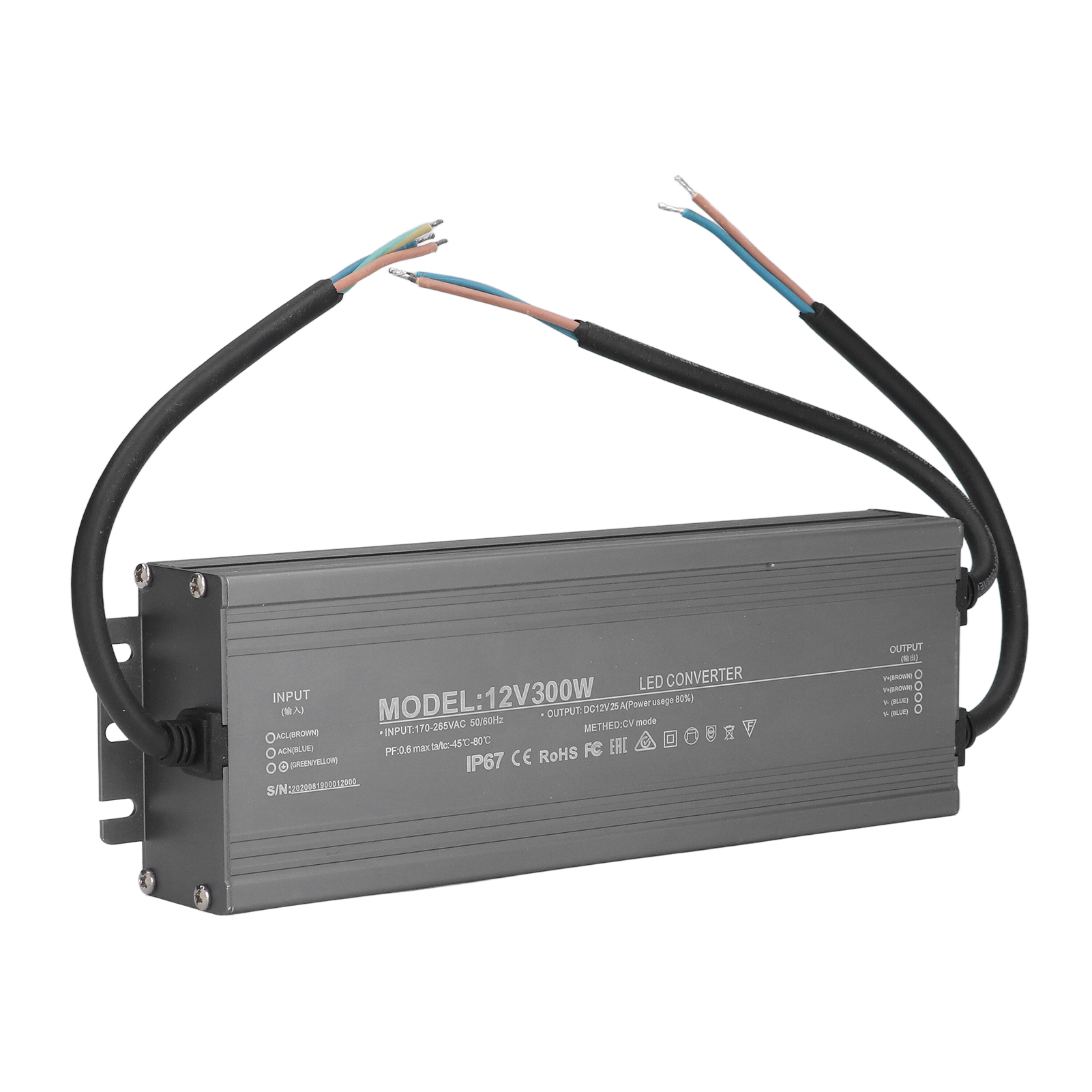 Ip67 Wasserdichtes Led-netzteil Mit Konstantspannung Für Leuchtreklamen, 300 W, Ac 170–265 V, 12 V, 25 A