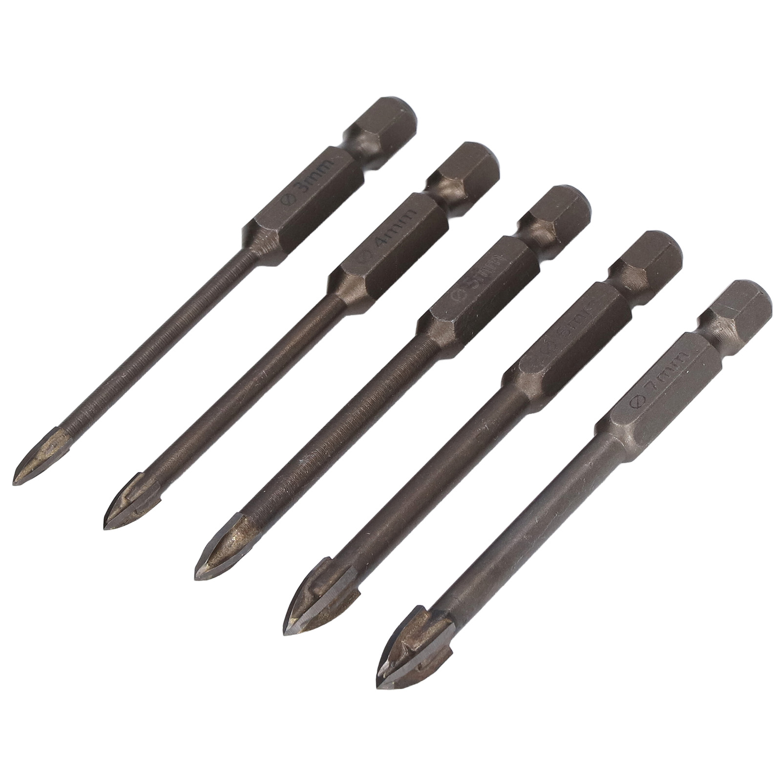 Set Mit 5 Multifunktionalen Hartmetall-kreuzkopf-sechskantbohrern Zum Bohren Von Beton, Keramik Und Granit