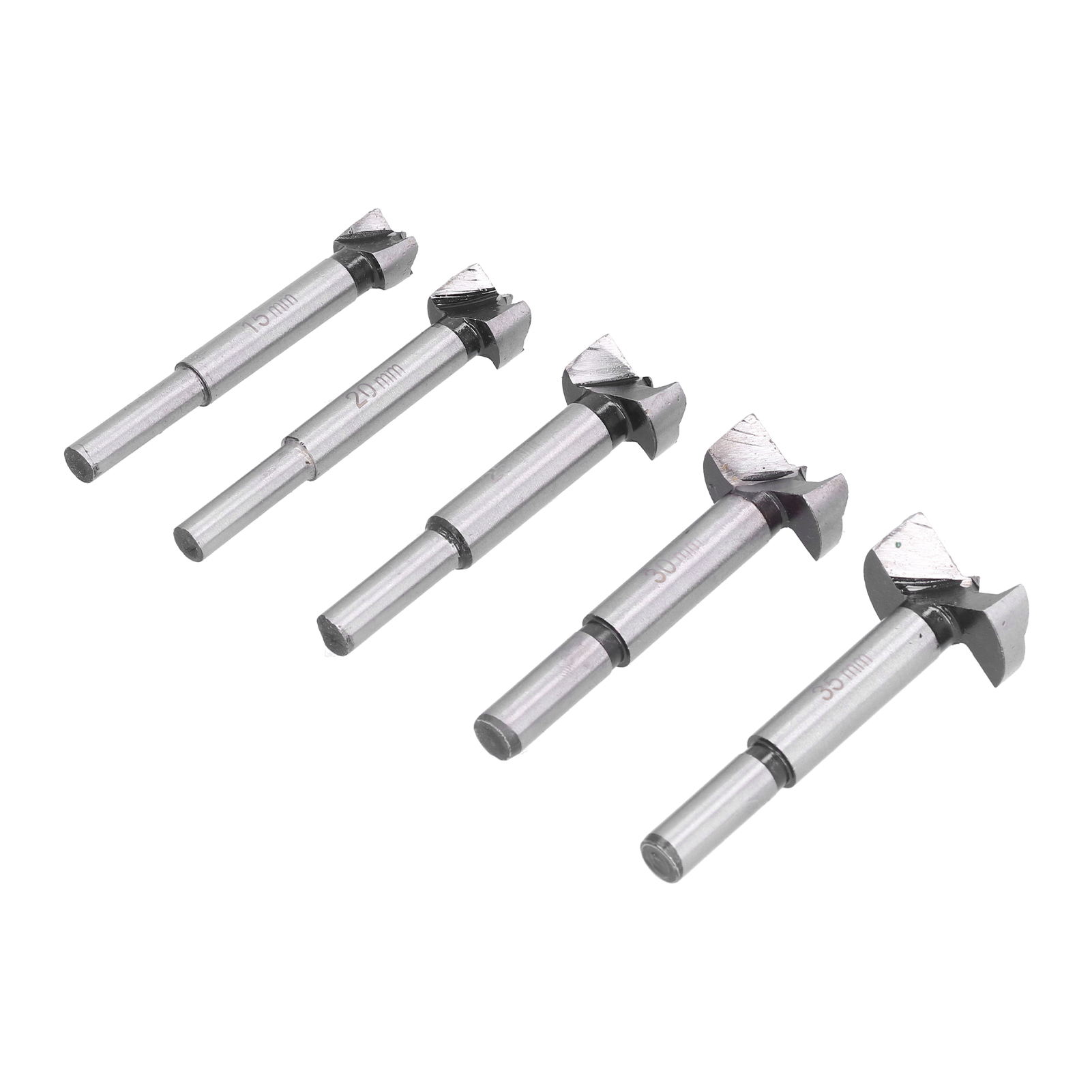 Set Mit 5 Flachflügel-bohrern Aus Hss Zum Aufreiben Von Scharnierlöchern, Inklusive Koffer Für Die Holzbearbeitung