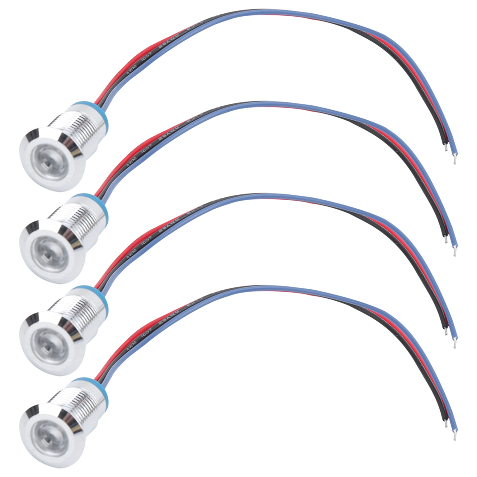 4 Sätze Vorverdrahteter, Wasserdichter, Zweifarbiger Runder Leds, 12 Mm Gemeinsame Anodenelektrode, 3-6 V (rot Und Blau)